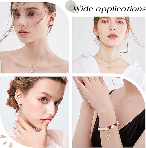 Miniatura 6 de Beebeecraft 1 caja de dijes de avión chapados en oro de 18 quilates con circonita cúbica, avión, avión, avión, transporte aéreo