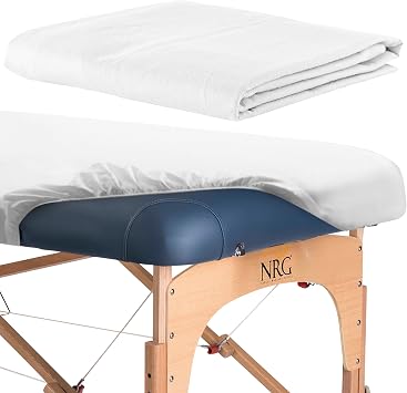 NRG Premium Microfiber Fitted Massage Linen Sheet for Spa and Massage Tables (White)