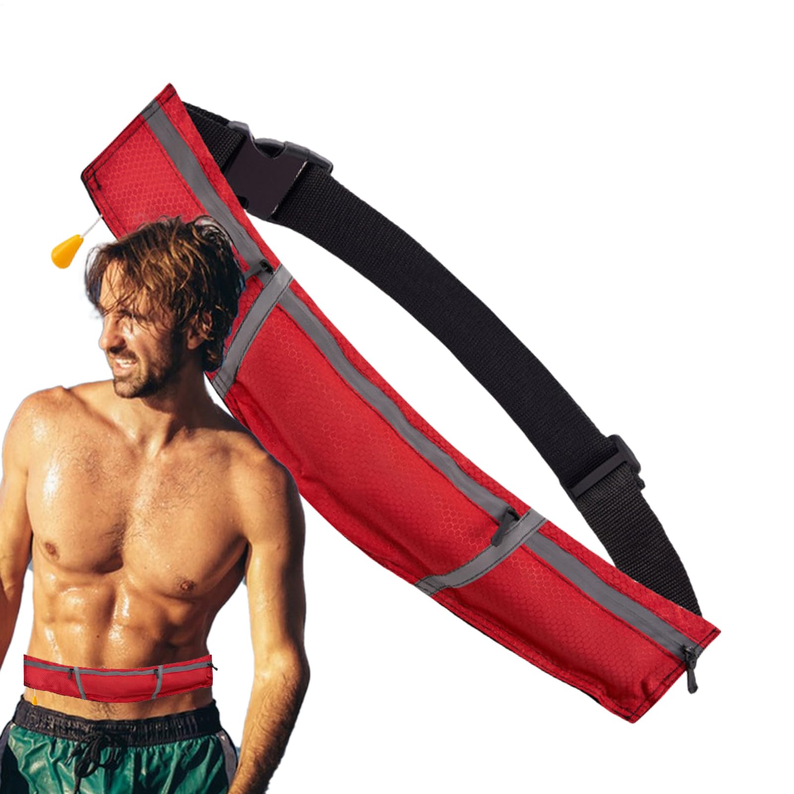 Cinturón de natación para mujeres adultas – Cinturón de entrenamiento de natación de flotabilidad 150N, flotador de supervivencia reflectante inflable automático para rescate de inundaciones, vela