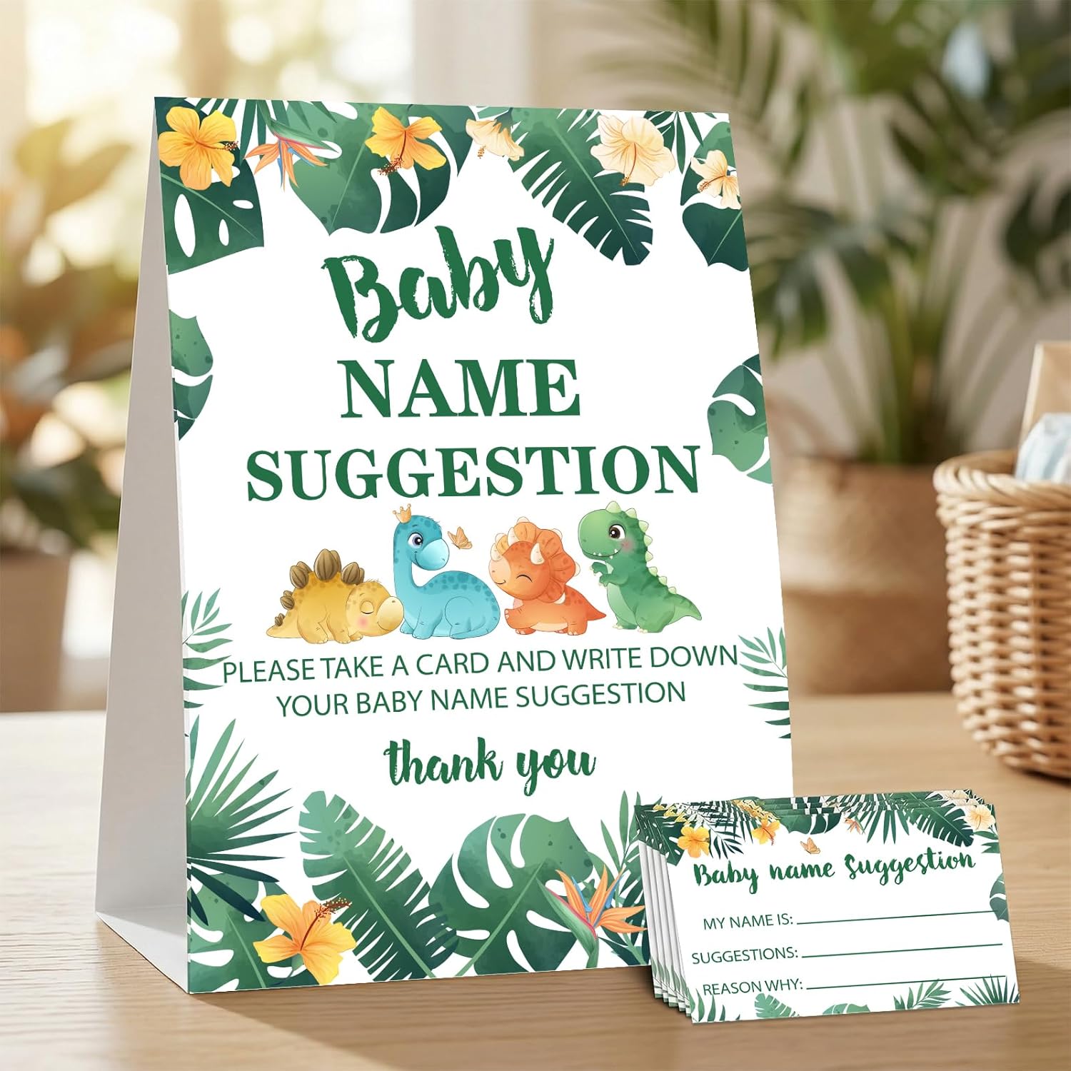 DETIHO Woodland Guess How Many Animal Crackers Are In The Jar Baby shower Game Cards,Jungle Safari Theme Baby Shower Games-1 Sign And 50 Cards- Baby shower Party Decoration Supplies-C09