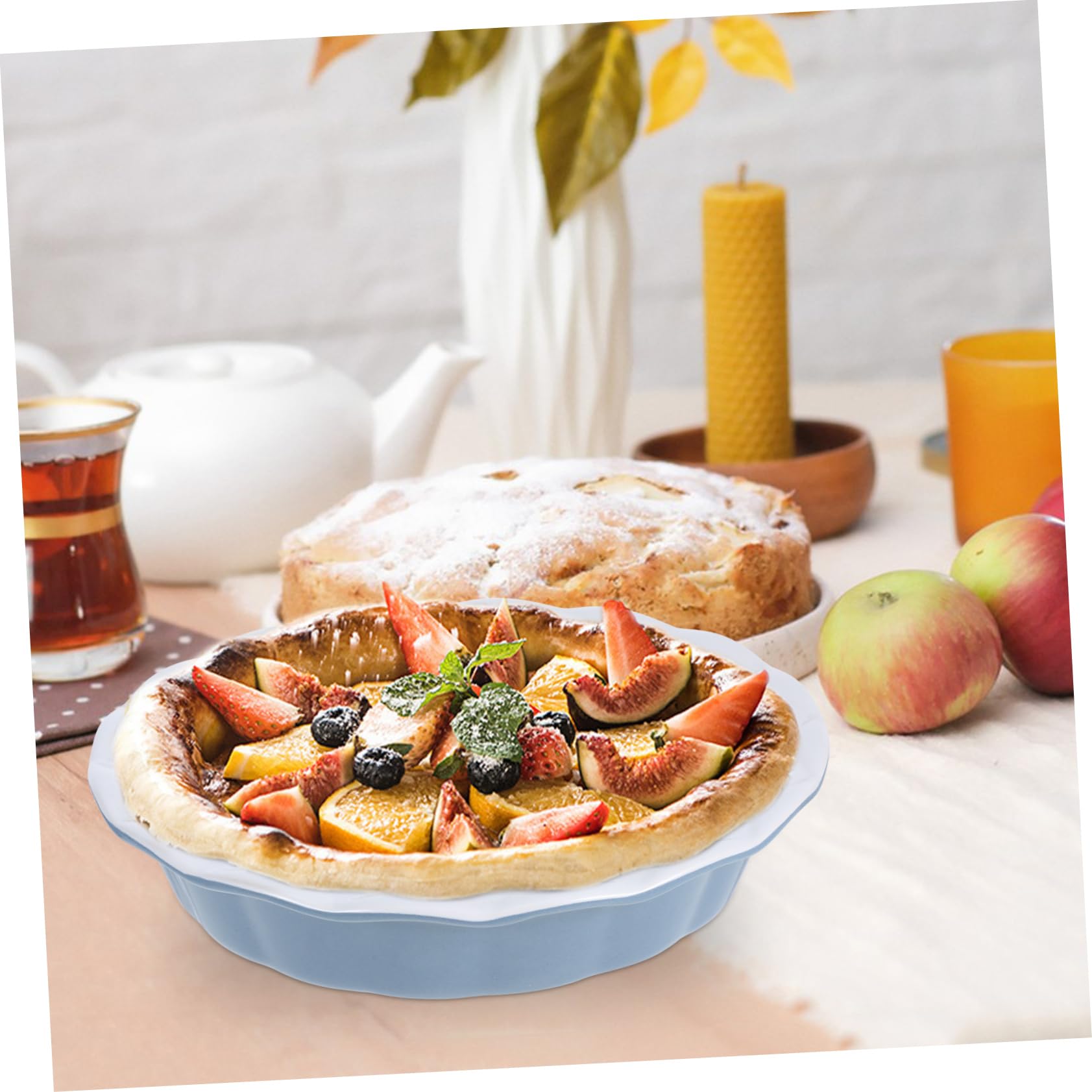 Plat à Tarte en Céramique Rond, Grand Format pour Cuisson au Four