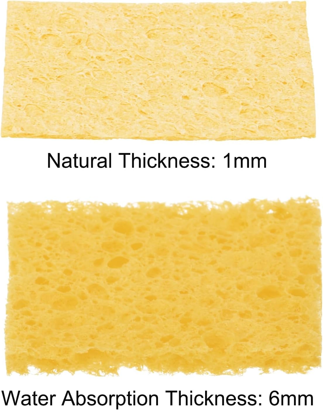 40PCS Soldering Sponge 50 x 35mm Rectangle Deep Yellow Cleaning Pad Welding Tip Iron Replacement for Cleaning Soldering Iron 1mm Natural Thickness 6mm Water Absorption Thickness