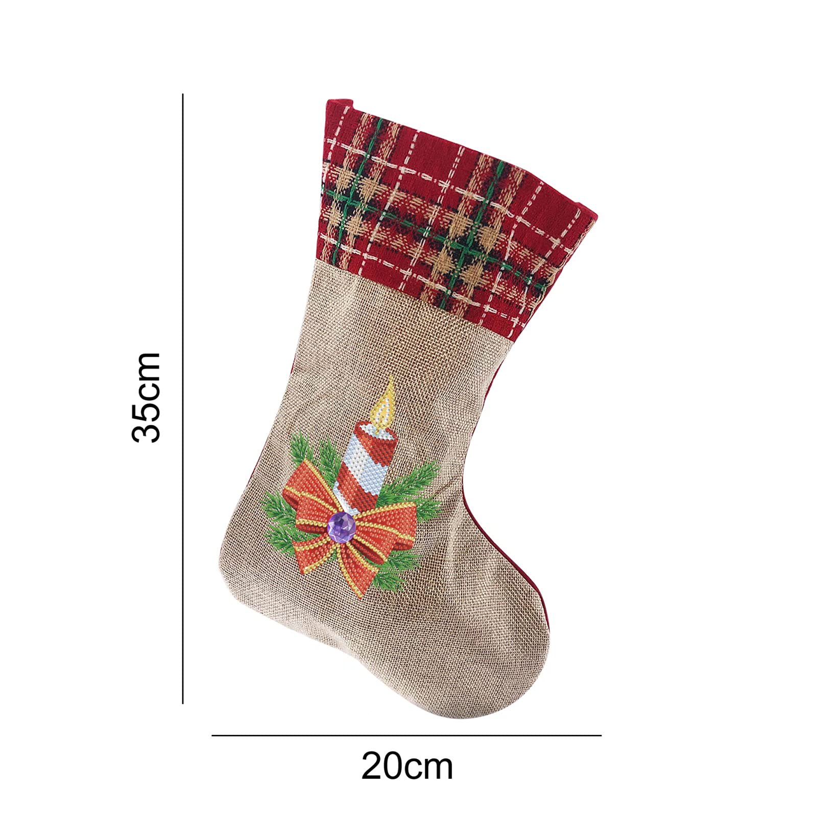 HPKJUYDS Calza Della Befana/Calza Di Natale 5D Fai Da Te Con Diamanti - Kit Pittura Mosaico Con Strass - 35x20 Cm - Lino E Flanella - 2