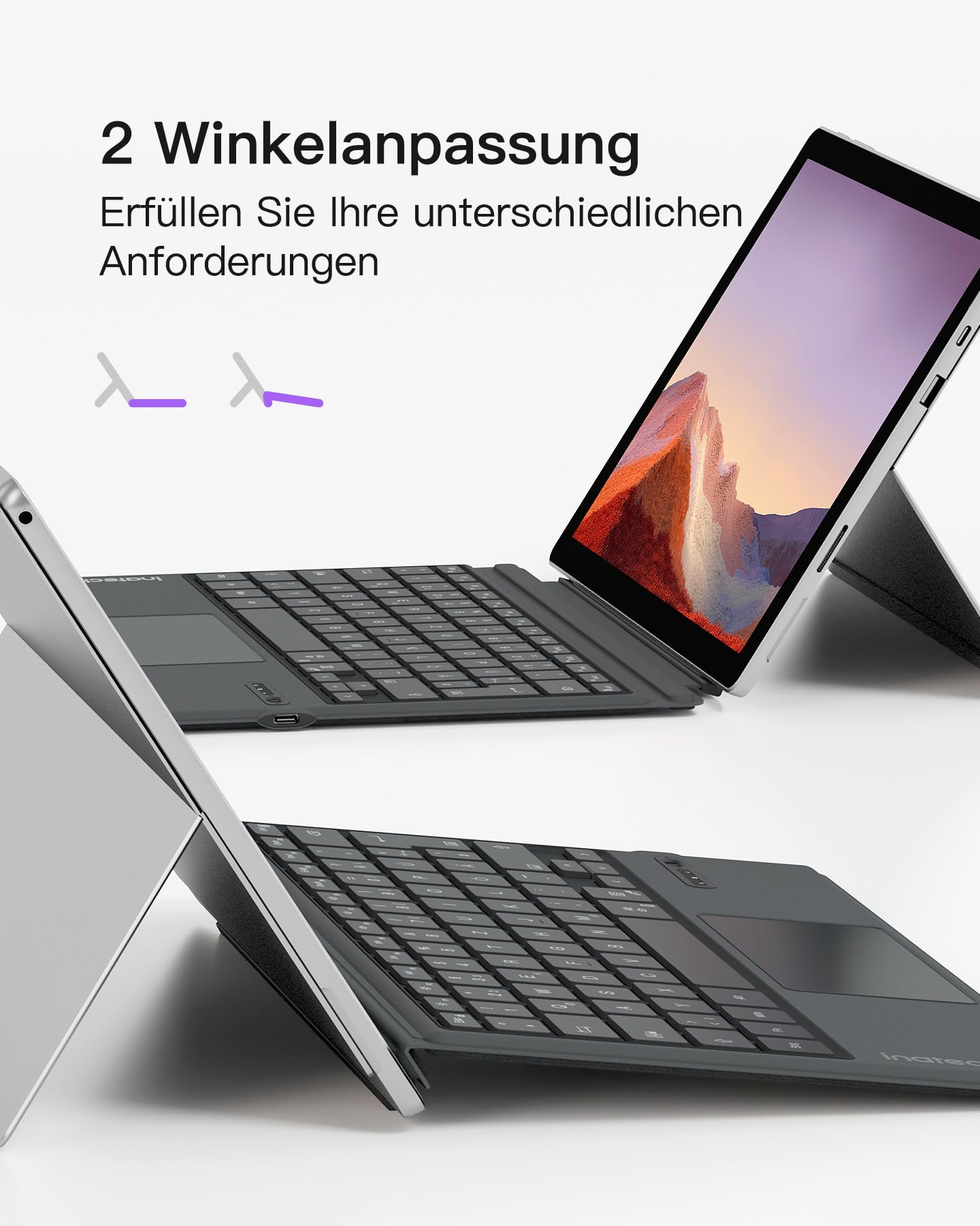 INATECK Surface Pro 7 Tastatur,Kompatibel mit Surface Pro 7/7 /6/5/4 mit Trackpad, Bluetooth 5.3, Tastatur Hülle