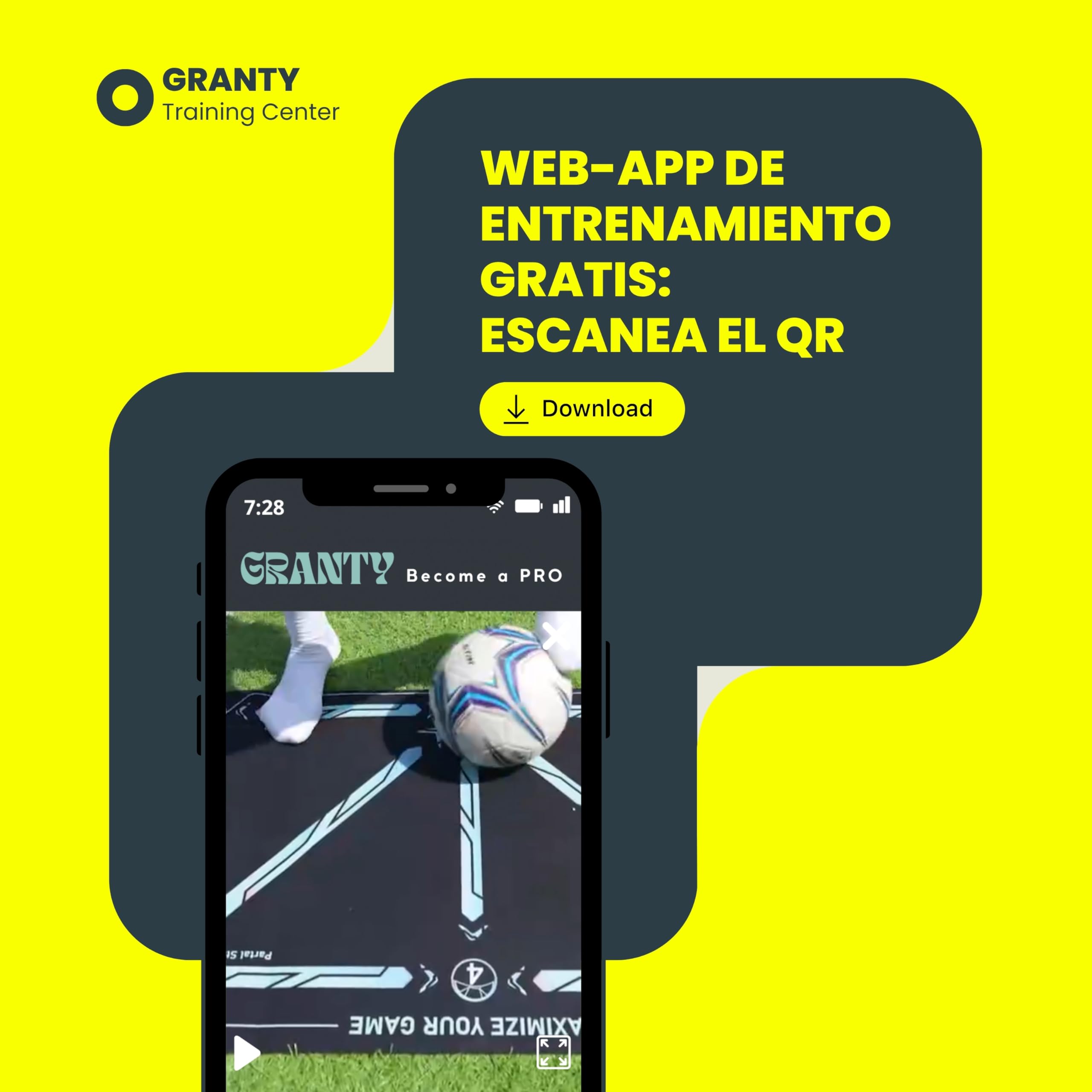 GRANTY Alfombra Entrenamiento Futbol CON APP - Incluye Kick Throw + Calctines + Bolsa + App de Entrenamiento con Videos Interactivos - Alfombra Futbol Entrenamiento