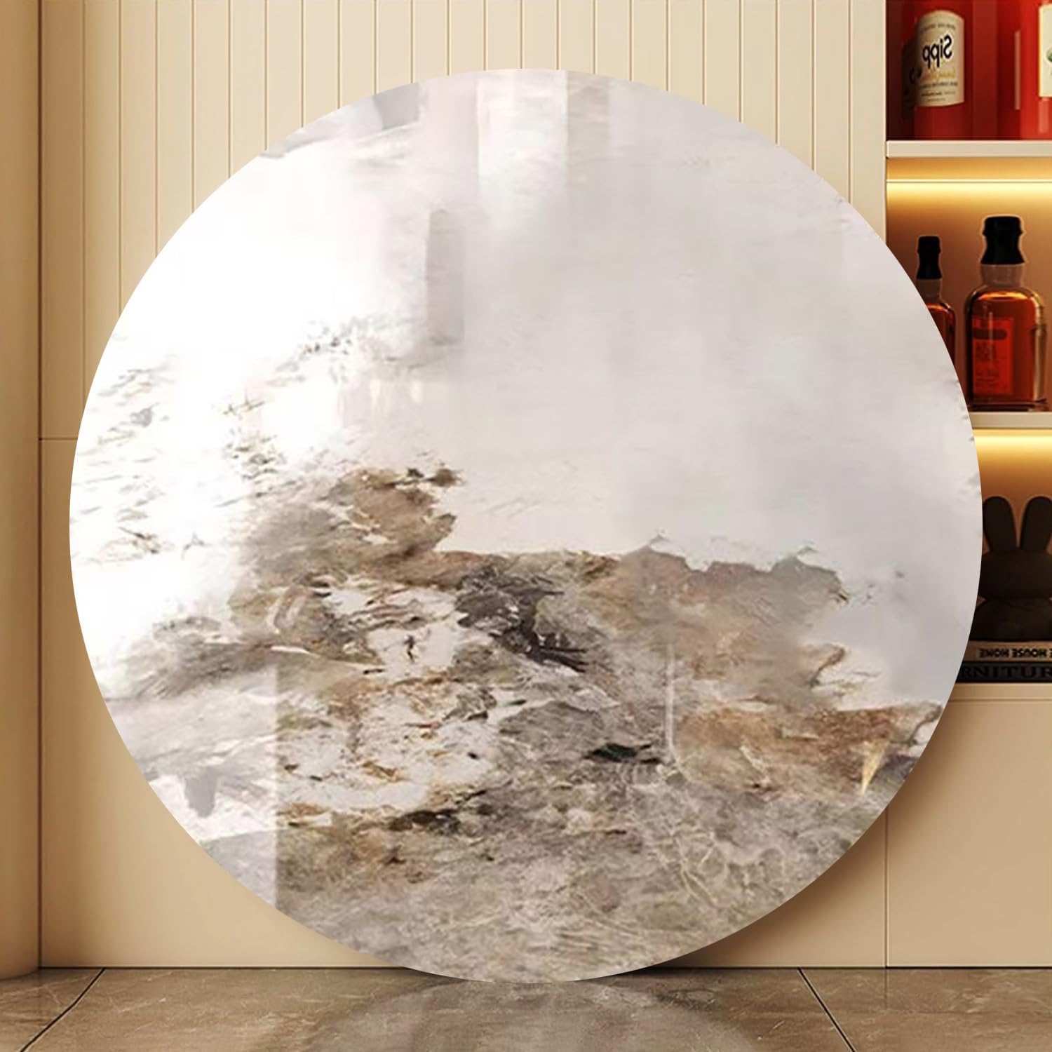 Grande Plateau Tournant Rotatif en Ardoise, Lazy Susan Plateau de Service Rotative Ronde de 60 cm, Assiette de Service de Maison Rotatif à 360 °(Glossy Khaki,36"/90cm)