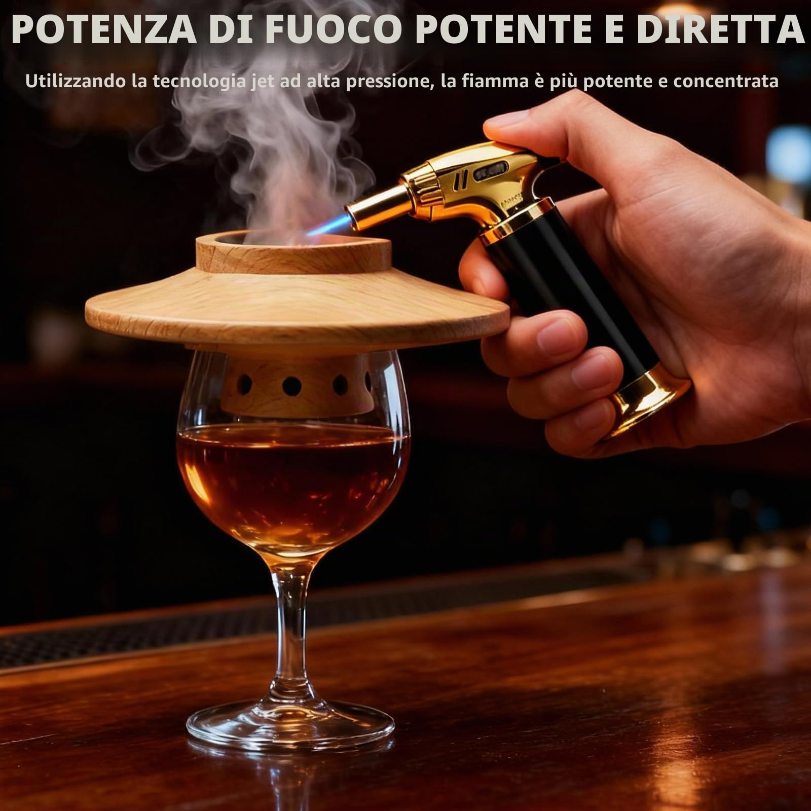 Set di affumicatori per cocktail e whisky, kit con lighter, 6 flavors Wood Chips and Cleaning Tools, Old Fashioned Whisky, accessori da cockTail, regalo per papà, marito e amanti del cocktail