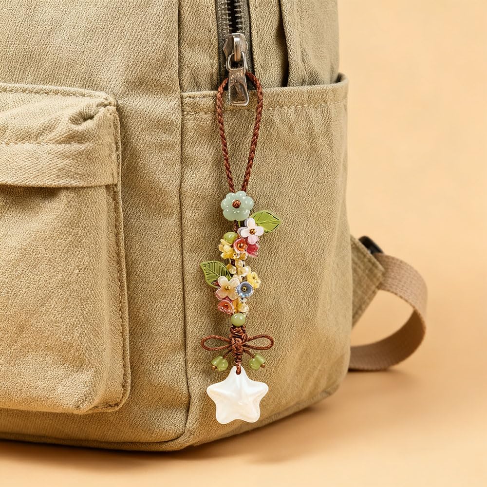 Ice-transparent Star Phone Charm Cute Bow Leaf Flower Phone Charms Strap Aesthetic Cellphone Keychain Camera Charm Strap Bag Hanging Pendant Decorations Handbag Charms Accessories Womens Keychain — view 5
