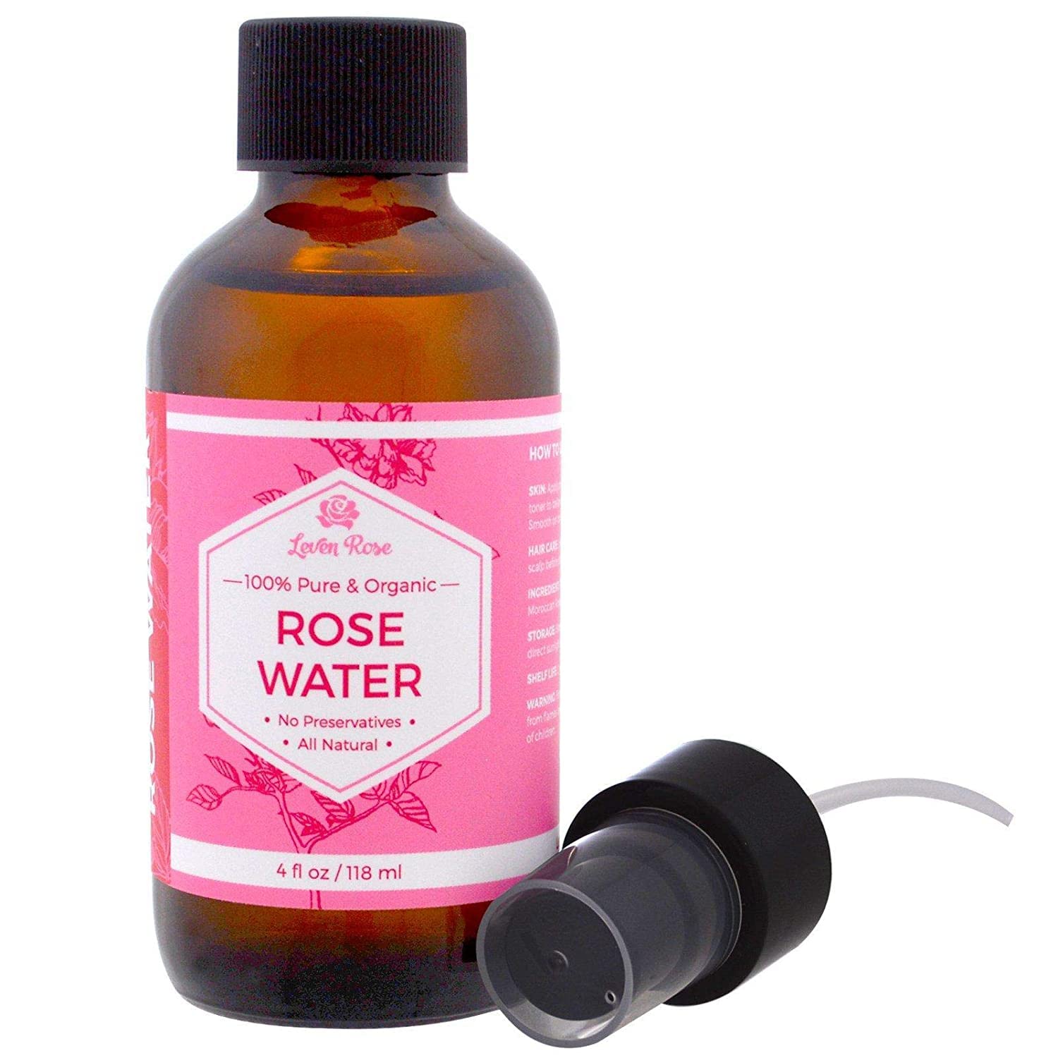 Leven Rose100% Pure & Organic Rose Water 4 fl oz