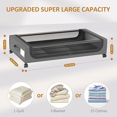 Miniatura 10 de Contenedores de almacenamiento debajo de la cama con ruedas, almacenamiento de zapatos debajo de la cama, organización de almacenamiento plegable