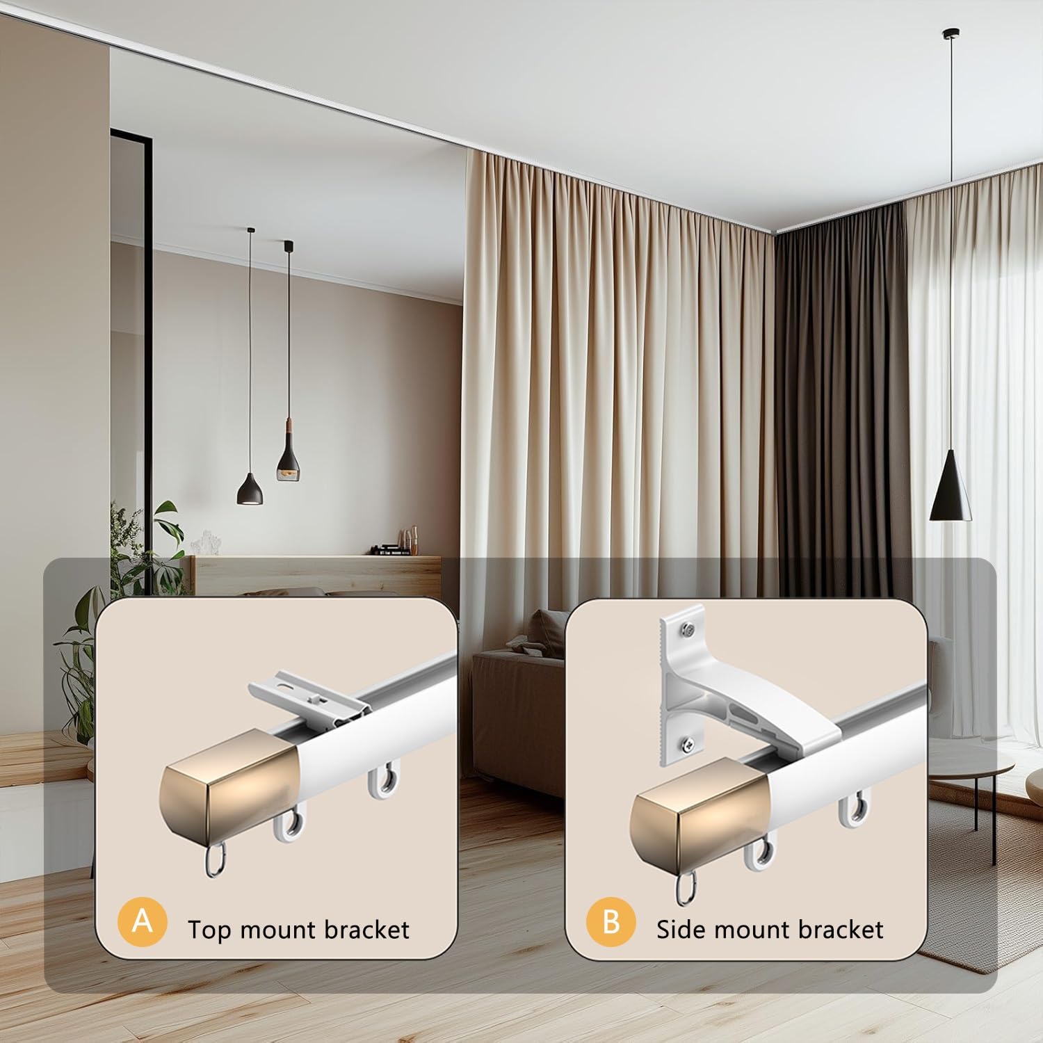 Aluminium-Deckenschienen-Set, 70–600 cm, verstellbar, Wand-/Deckenmontage, ideal für Raumteiler und Privatsphäre, 310 cm / 10.2ft, Weiß