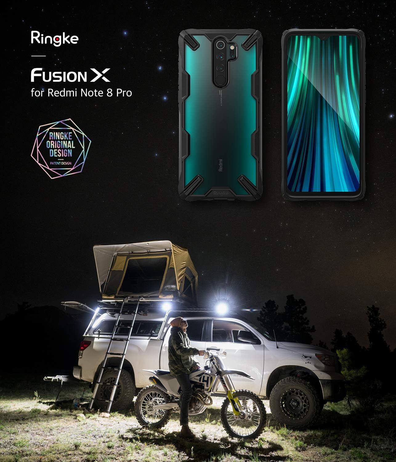 Ringke Fusion-X Compatible with Redmi Note 8 Pro Case, Clear Back Heavy Duty Shockproof TPU Rugged Bumper Phone Cover - Space Blue