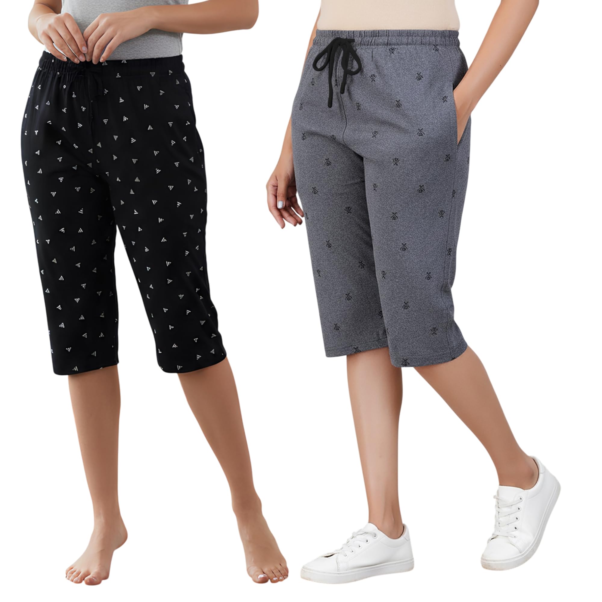 GUIDE Women Cotton Regular Fit Printed Capri (Pack of 2)-image-17