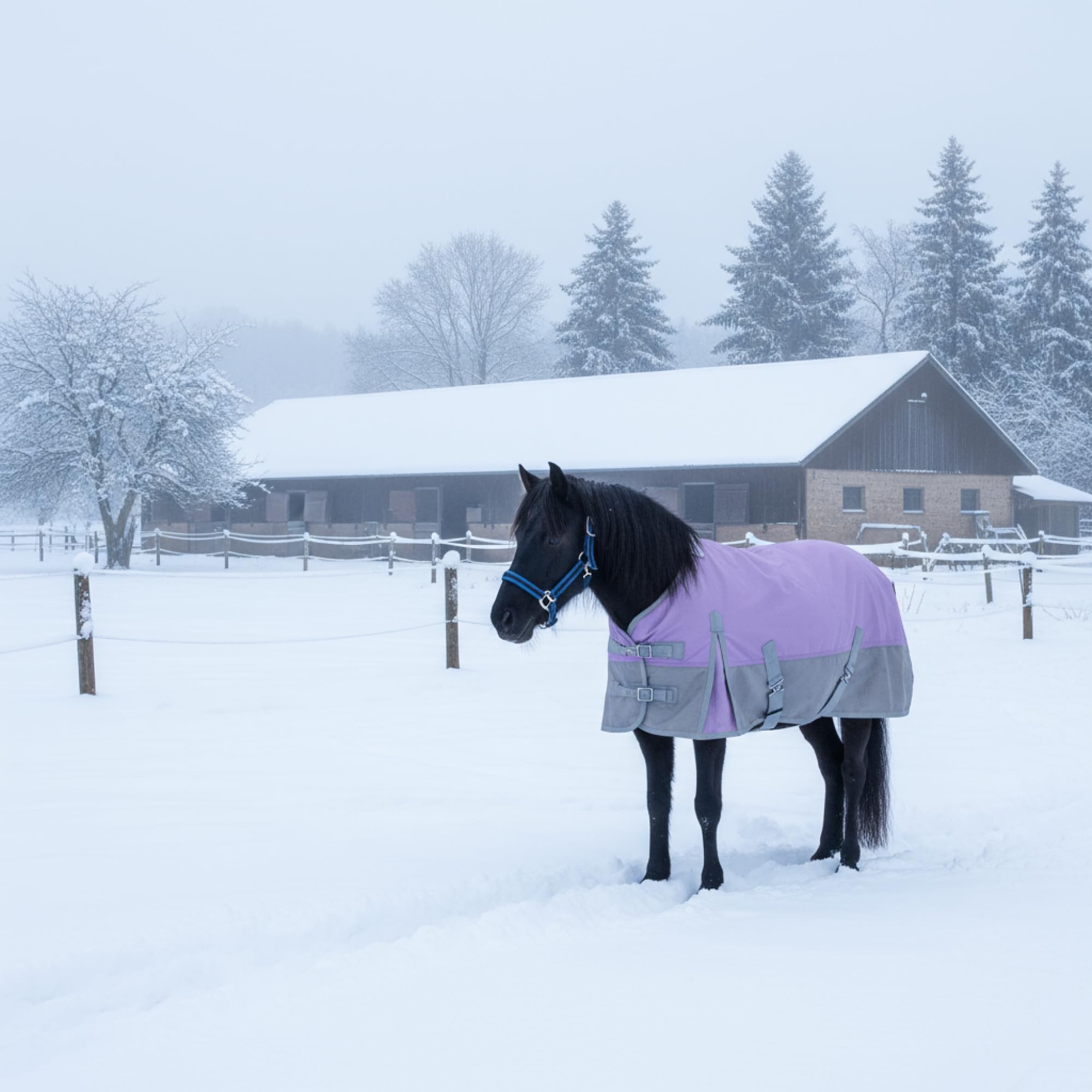 Coperta per pony, 1200D, 200 g/m², impermeabile e traspirante, per pony, shetty, coperta invernale imbottita con cinghie incrociate, collo e chiusura regolabile sul petto