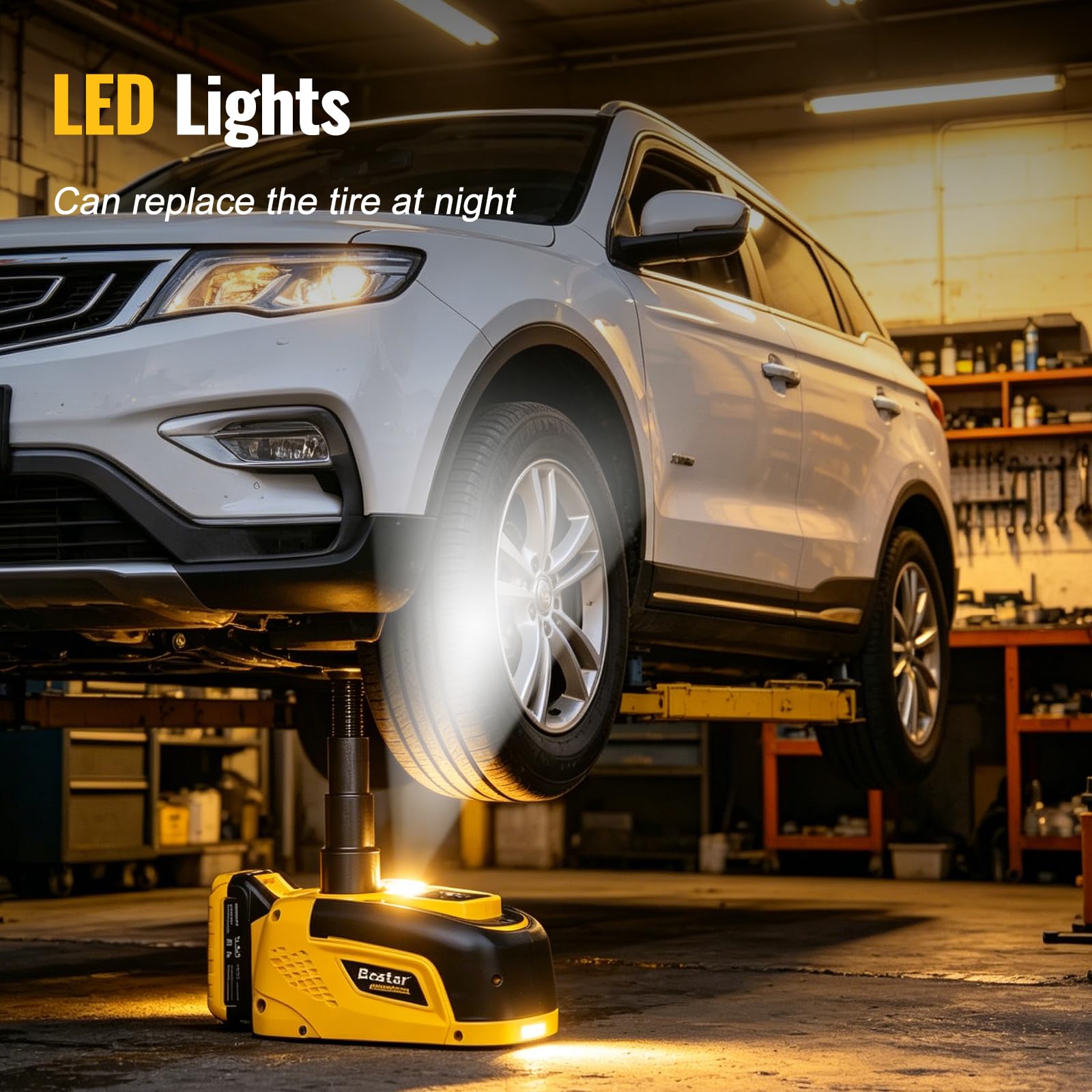 Elektryczny podnośnik samochodowy 5T, kompatybilny z Makita 18 V, elektryczny lewarek hydrauliczny z oświetleniem LED i pilotem zdalnego sterowania, wysokość podnoszenia 15-45 cm, zestaw do