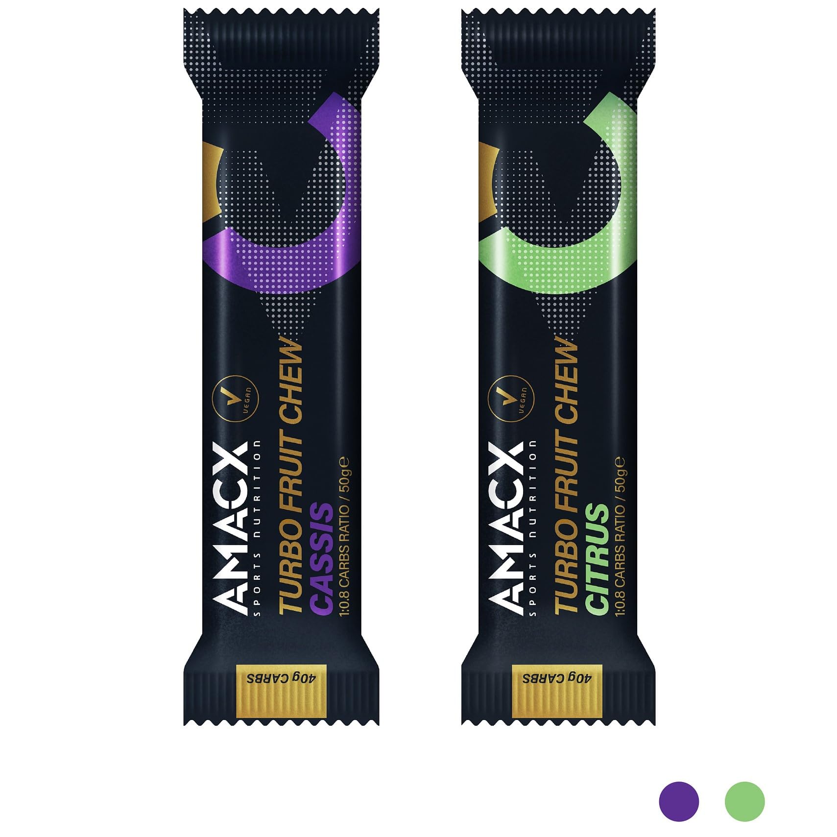 AMACX Turbo Fruit Chew Bar – Con Carboidrati e Elettroliti – 51% Frutta Vera – Barrette Fitness Vegane senza Glutine – Confezione da 12 – Barrette Energetiche Ciclismo e Corsa – Cassis