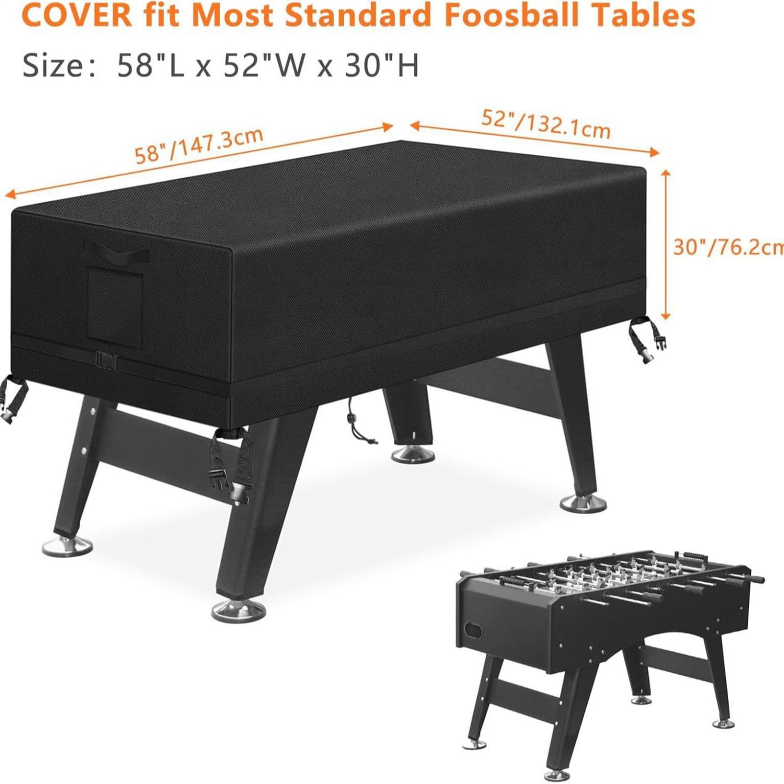Protección para Mesa de Fútbol, Funda Protectora Para Juego de Futbolín Exterior Con Hebilla Ajustable, Protector de Muebles de Exterior Resistente al Agua y UV para Patio Jardín Terraza