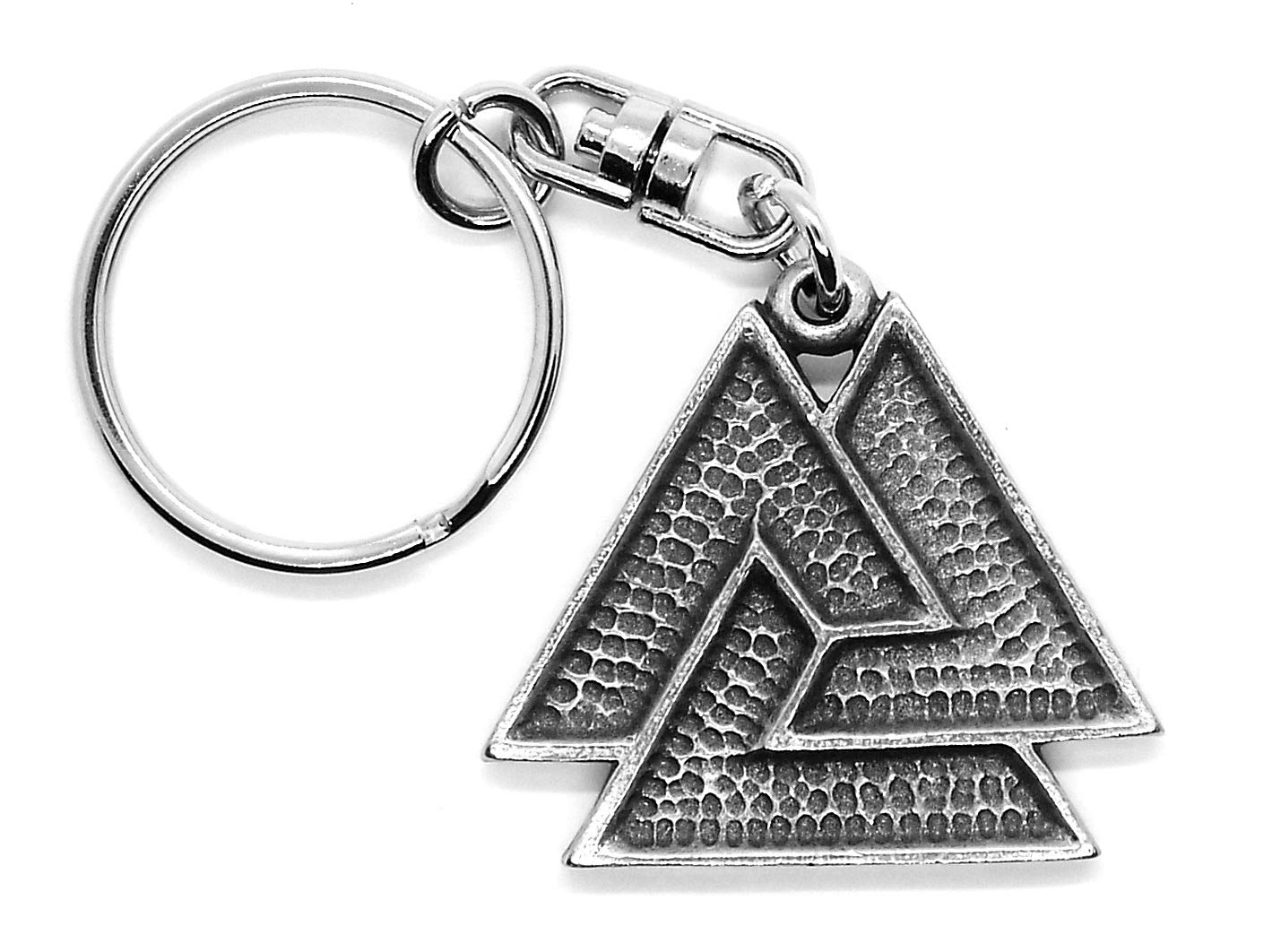 Pewter Odin's Valknot (Valknut) Viking Pewter Keyring in gift pouch