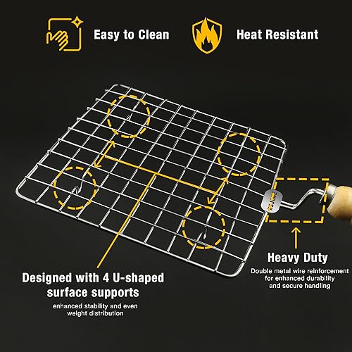 Miniatura 6 de KSJONE Estante de barbacoa multifuncional de acero inoxidable para enfriar y hornear al vapor, estante cuadrado de alambre para asar papad JaliRoti,