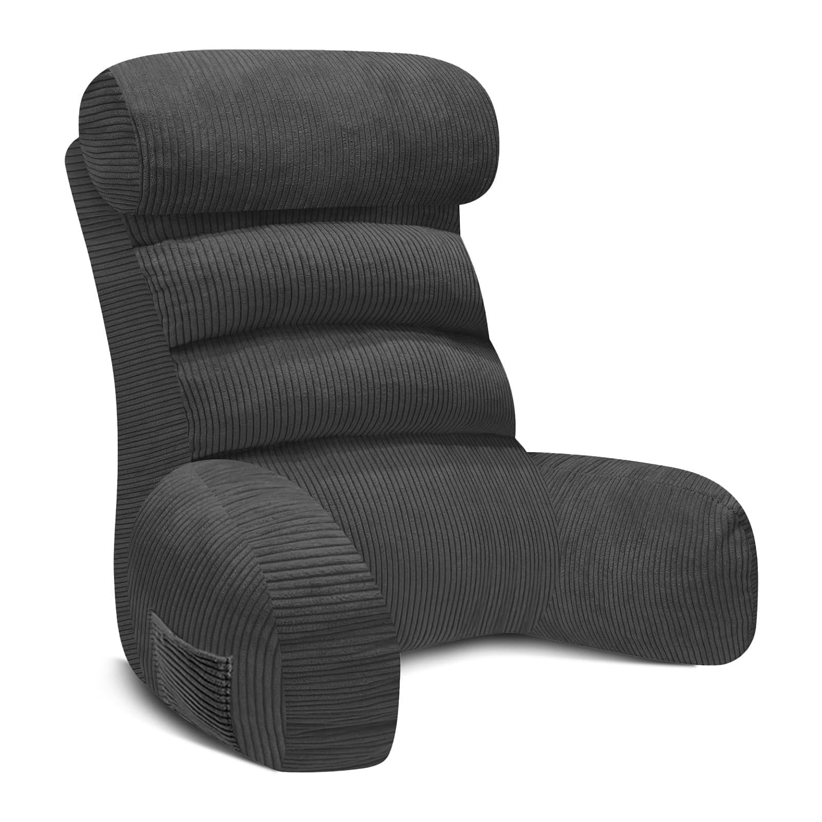 MeYuxg Cojín de lectura para cama y sofá con reposabrazos y soporte para el cuello desmontable, 60 x 35 cm, cojín de respaldo ajustable en altura, cojín de apoyo para la espalda para leer, ver la
