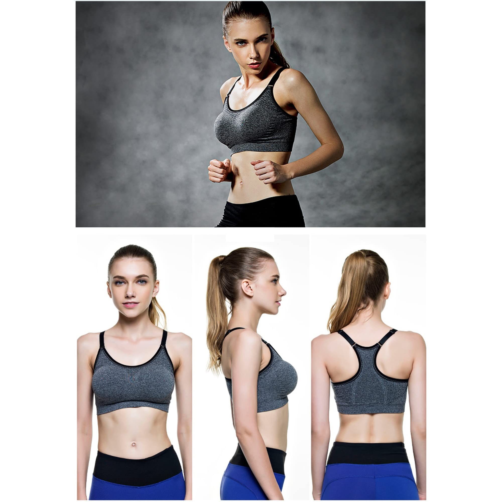 WENJUN Sujetador deportivo inalámbrico de alto impacto para mujer, con espalda cruzada, cobertura completa para uso diario, 2 unidades (color: H, tamaño: XL)