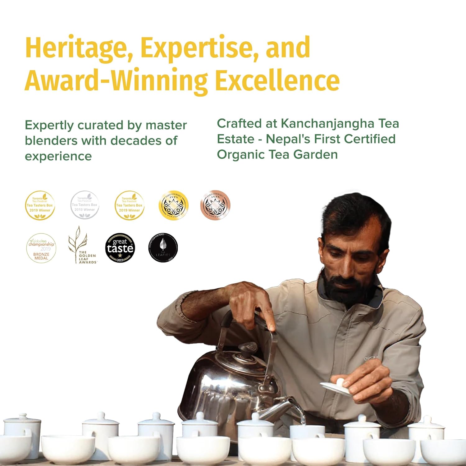 NEPAL TEA Organic Herbal Chai Tea Bags with Lemongrass - 50 Pyramid Tea Bags, Single Origin Chai Tea from a Family Farm - Caffeine Free Tea Bags with Loose Leaf Tea Inside (Kathmandu Cosmos)