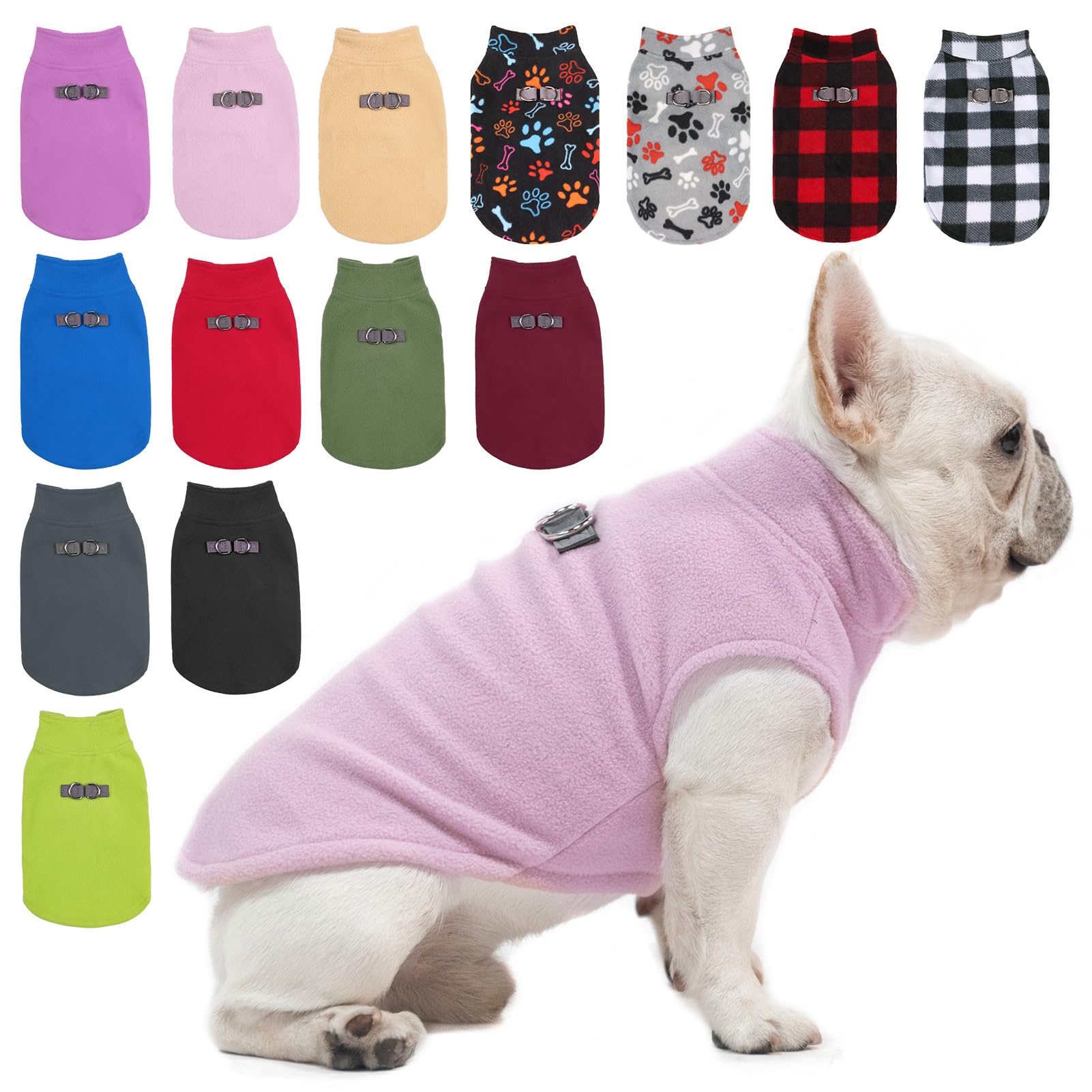 BEAUTYZOO Dog Fleece Vest Sweater Winter Jacket for Small and Medium Dogs with D-Ring Leash Cold Weather Coat Hoodie for XS S M Dogs Boy or Girls