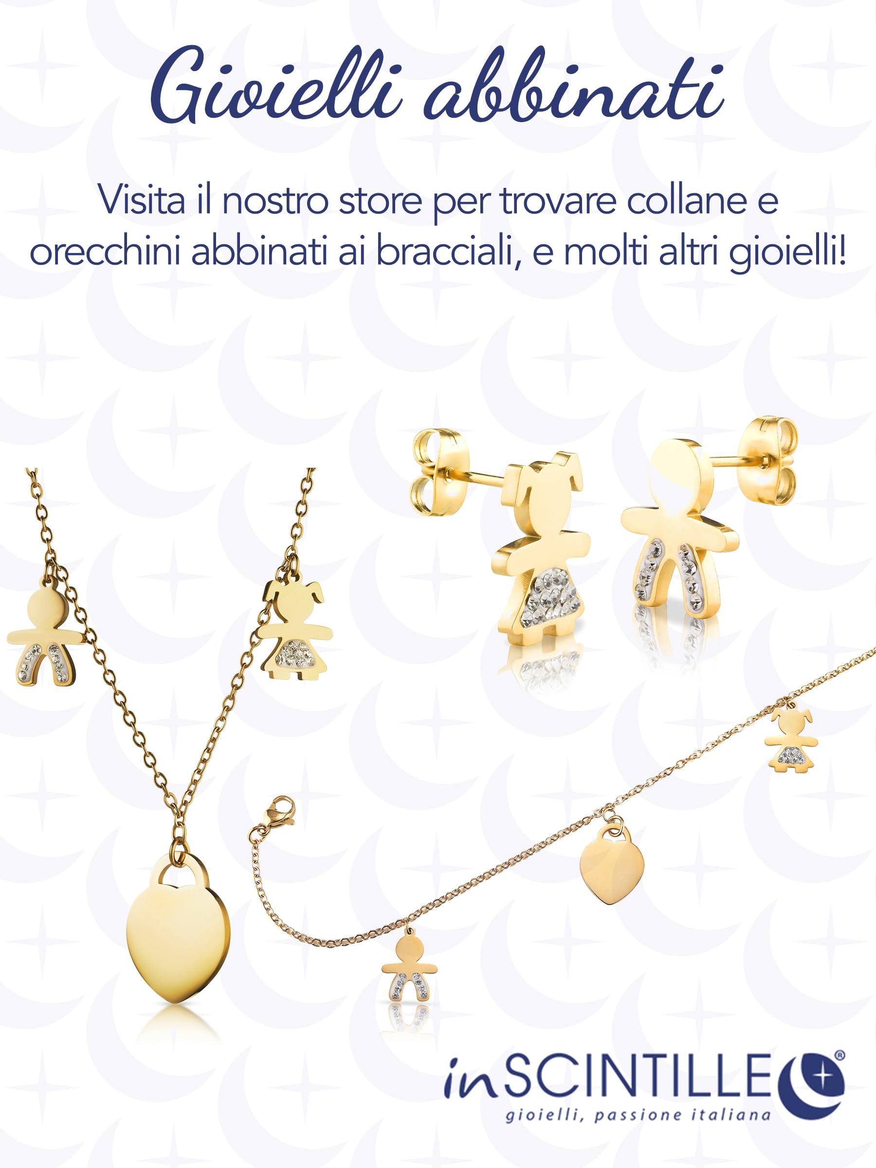 inSCINTILLE Collana Donna in Acciaio Inossidabile con Ciondolo Bebè e Cristalli Strass
