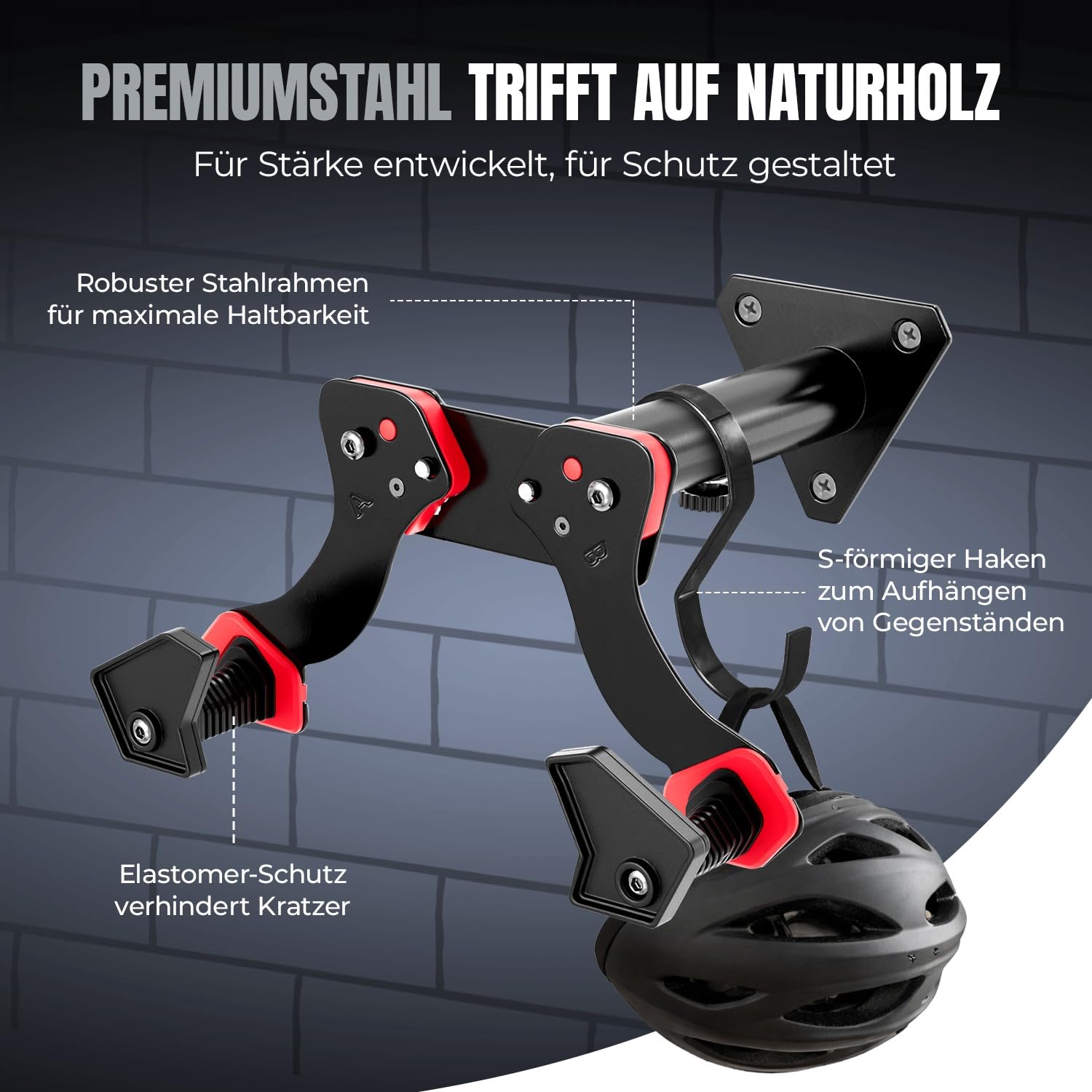 Fahrradwandhalterung verstellbar 35-46cm, bis 30kg, Rennrad MTB & E-Bike