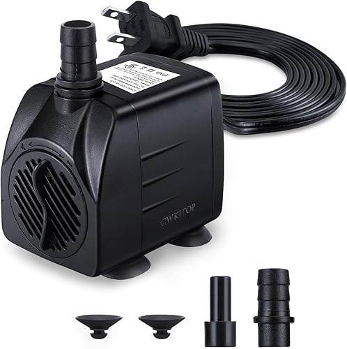CWKJ Bomba de fuente, bomba de agua sumergible de 220 GPH(15 W, 900 LH), bomba de agua duradera para fuente al aire libre con cable de alimentación