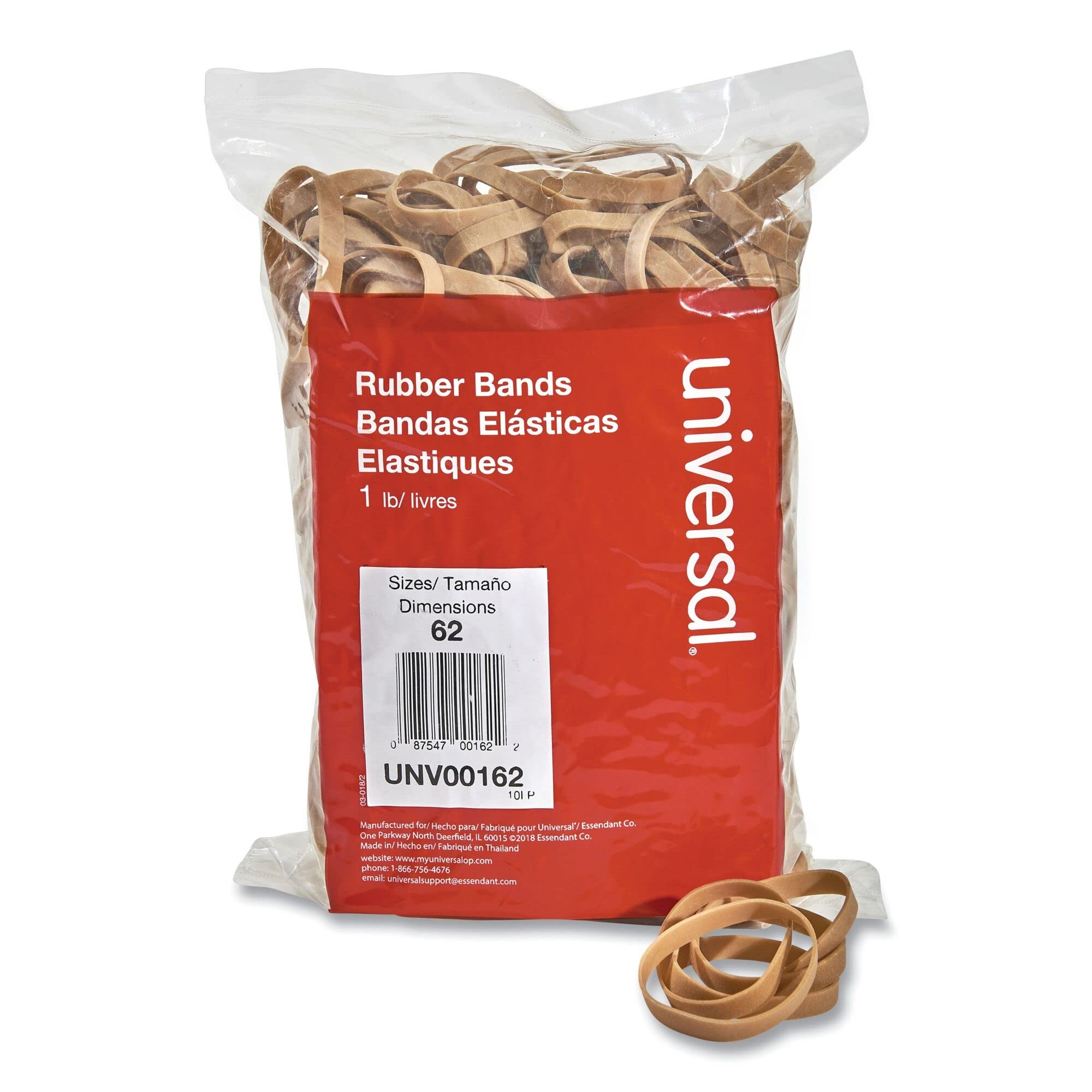 UniversalUNV00162 0.04 in. Gauge Size 62 Rubber Bands - Beige (490/Pack)