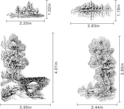 Miniatura 2 de Tree Bridge River Scenery Sellos transparentes para hacer tarjetas y decoraciones de álbumes de fotos, paisaje de lago de árbol, sellos de goma