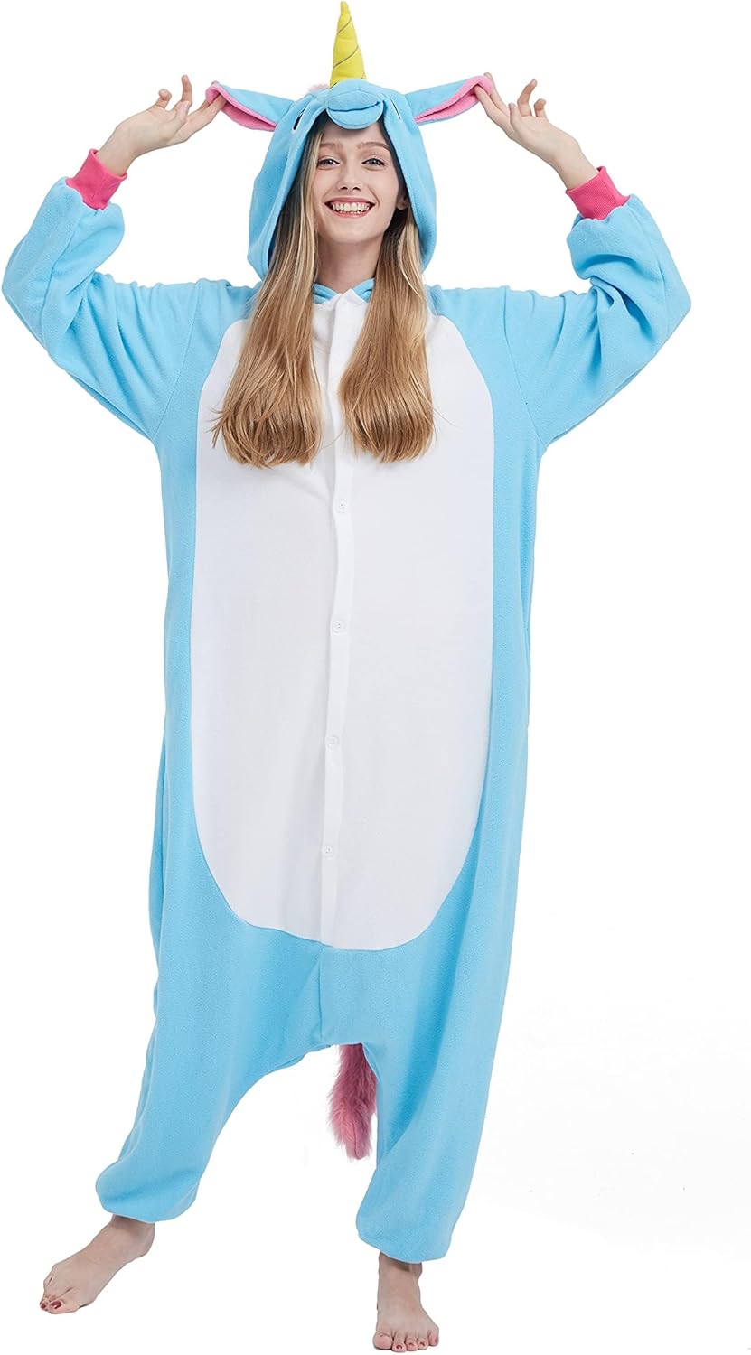 SimZoo Adult Animal Onesie Pajamas, Men and Women's Animal Cosplay Costume Sleepwear, One-Piece Unisex Homewear