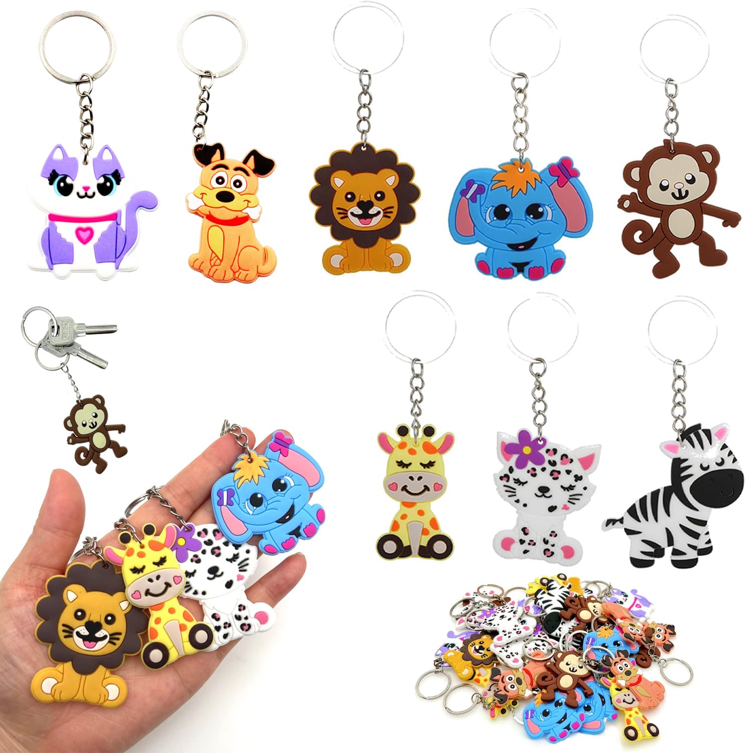 20 Pezzi Portachiavi In Silicone Per Bambini - Gadget Compleanno Con Personaggi Cartoni Animati, Regalini Fine Festa - Foto 11