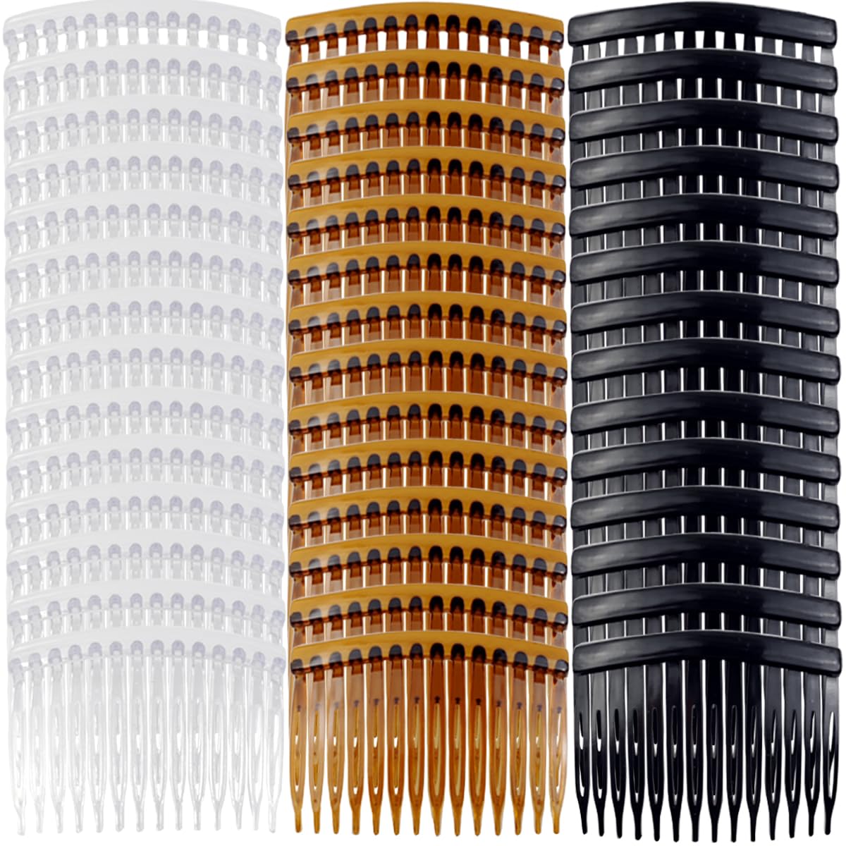 TIHOOD 42PCS Plastic Hair Side Combs Slide Bun Holder with 14 Teeth DIY Headpieces Clips Grips Barrettes Accessories for Women Girls Wedding Brides