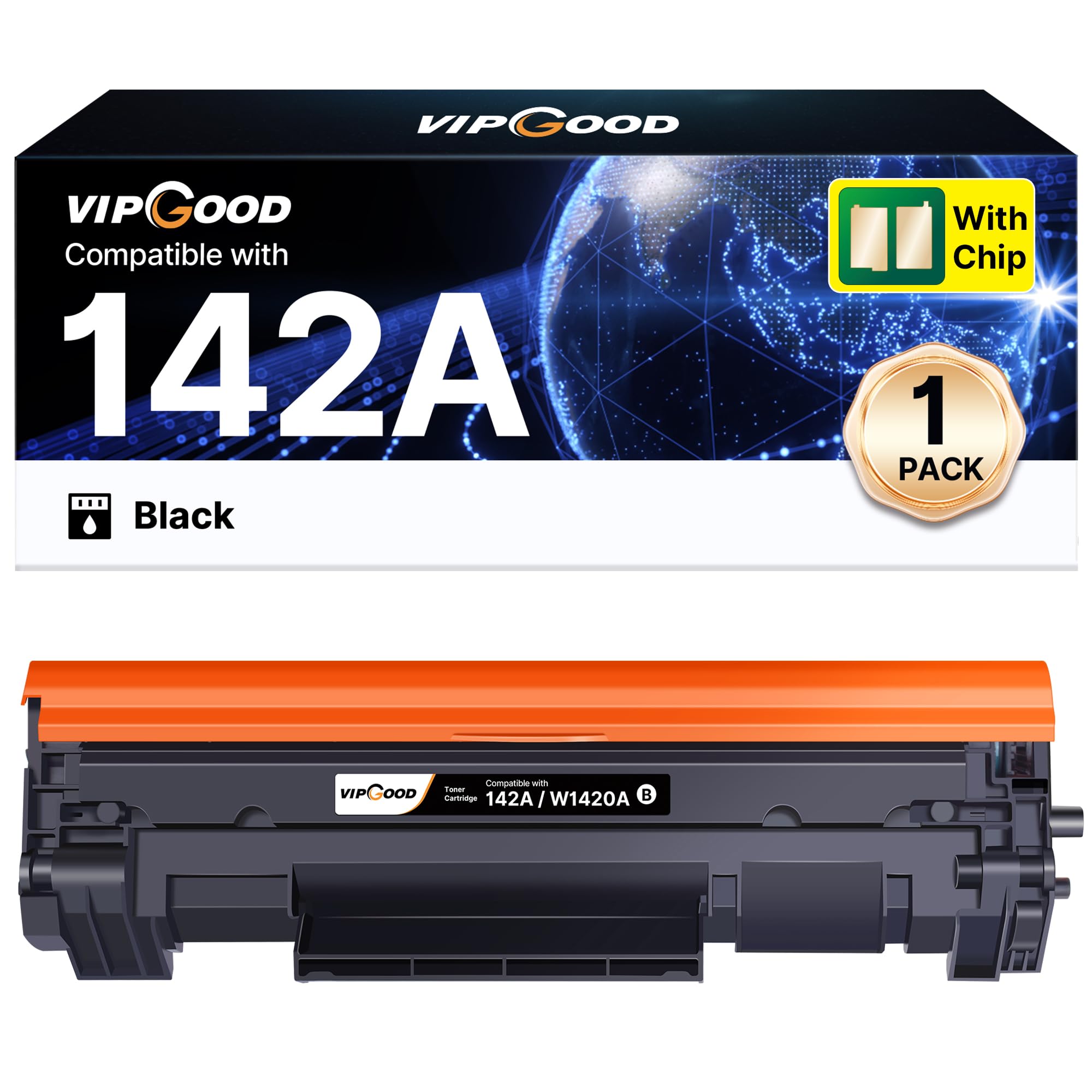 VIPGOOD 142A W1420A Con Chip Toner Compatibile per HP 142A W1420A 142X W1420X Cartucce di Toner per Laserjet Pro M110w M110 MFP M140w M140 M139w M139 (1 Nero)