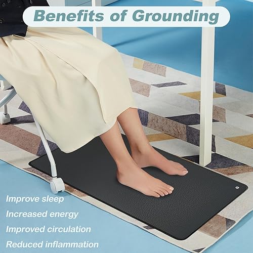 Miniatura 3 de Kit de alfombrillas de conexión a tierra de 35.4 x 23.6 pulgadas, tapete de conexión a tierra para dormir, energía, alivio del dolor, inflamación,