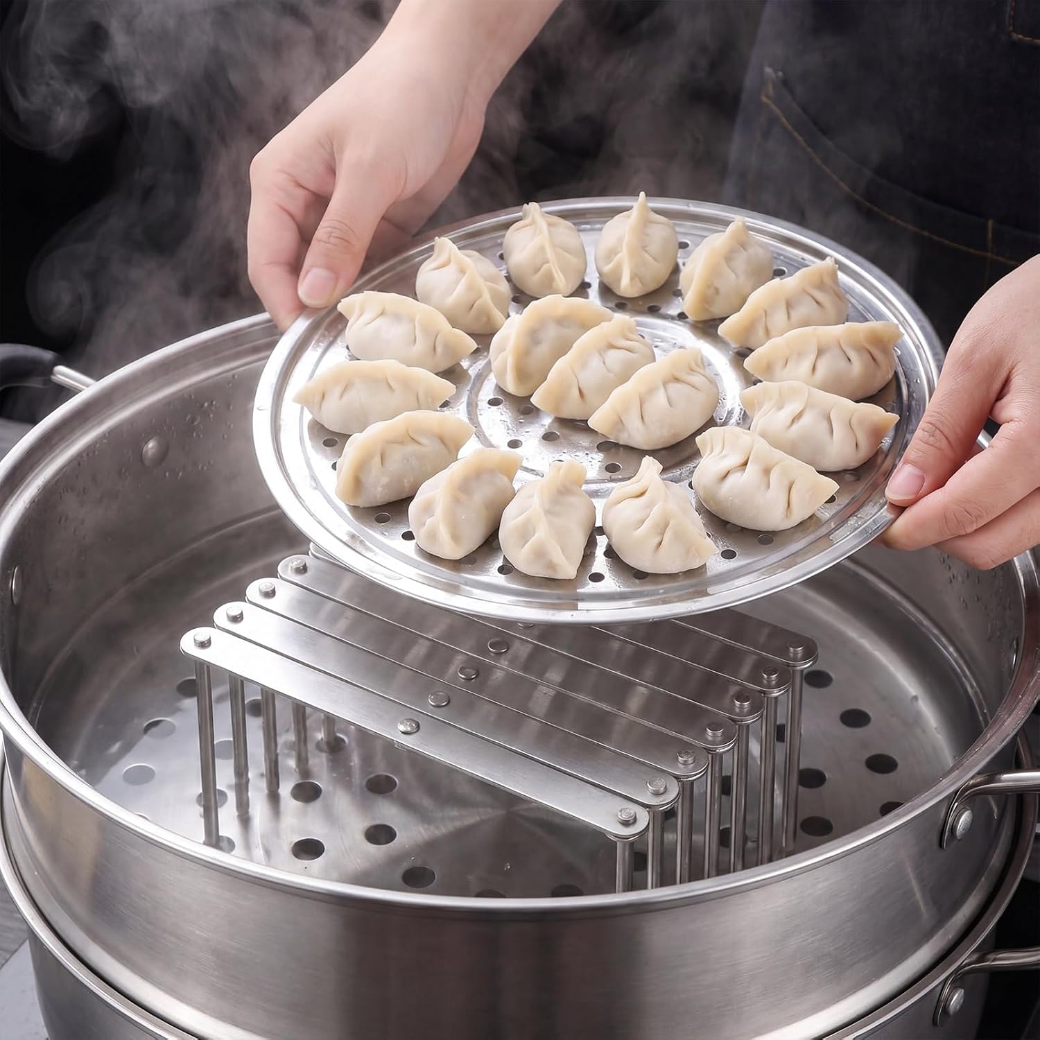 4 Pcs Adjustable Pot Lid Organizer, Expandable Stainless Steel Rack Holder Multipurpose Pot Lid Organizer for Pots and Pans, Dish Holder for Kitchen Cabinet Countertop