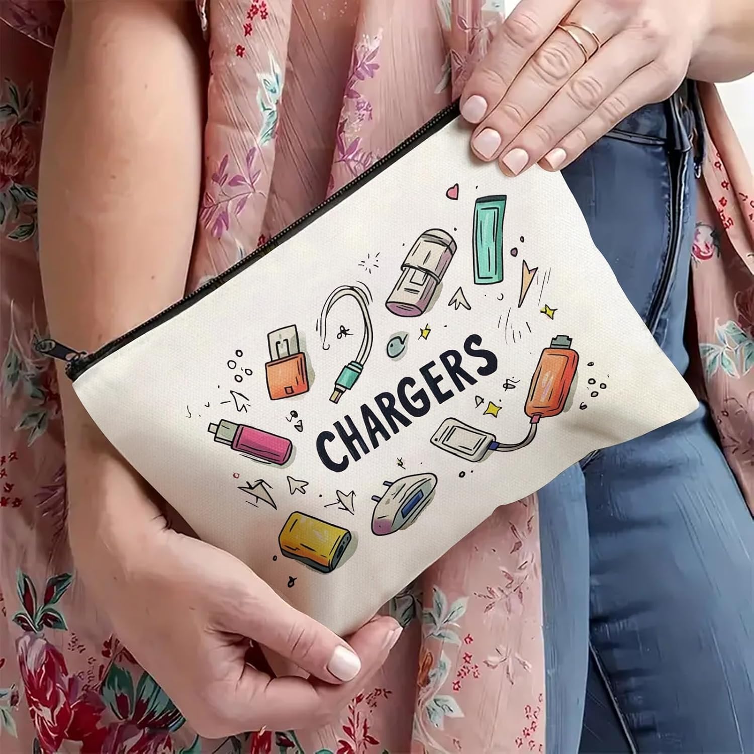 Makeup Bag for Women Travel - Zipper Cosmetic Storage Bag with Vibrant Designs, Soft Fabric & Multi-Use Functionality (Gift for Birthdays, Graduation, Christmas) (Style D) - Image 6