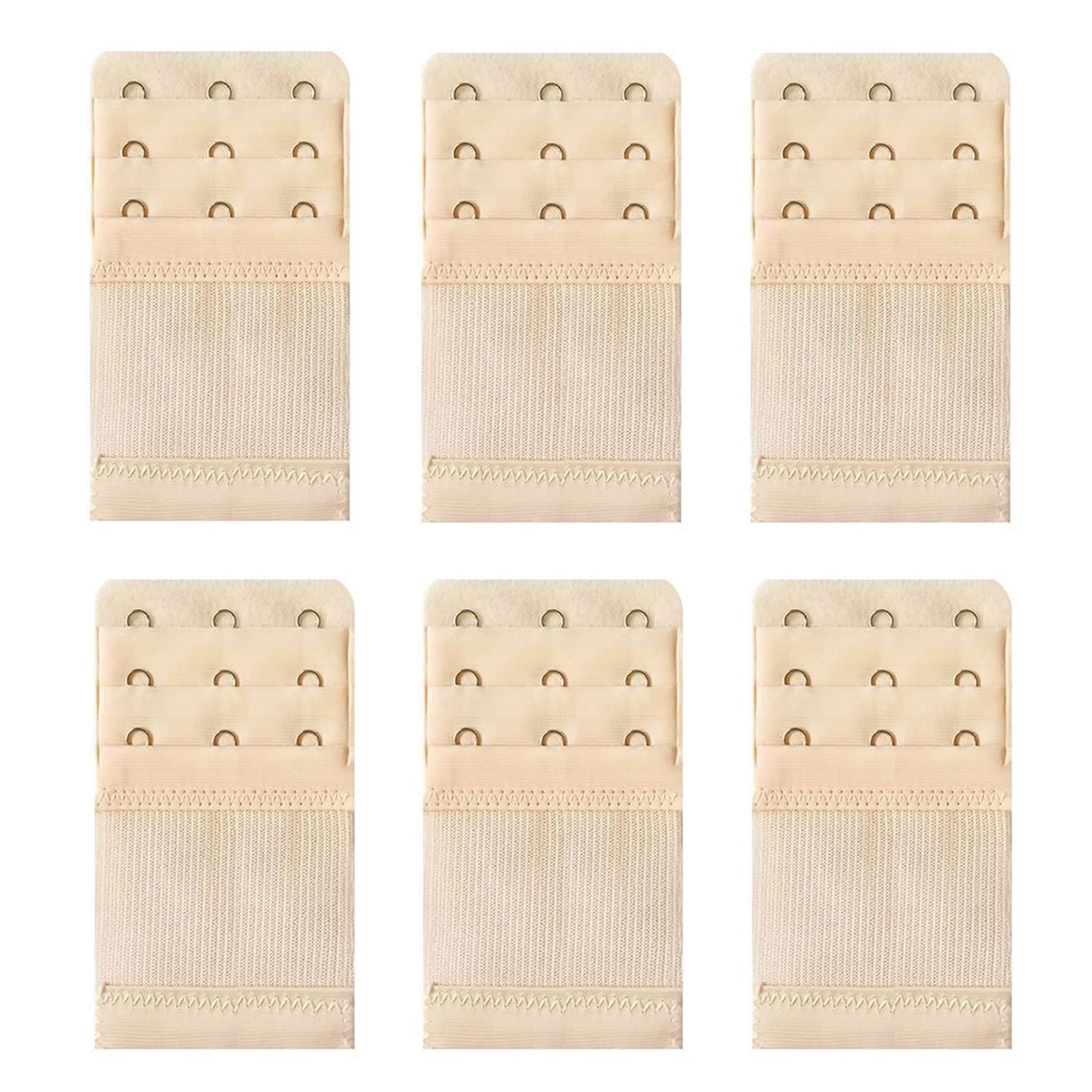 Yesmin Women's 3 Hook,Beige,1.3Cm Spacing Pack Of 6 Bra Strap Extenders Extensions Elastic Extender Set 3 Hooks 1.3Cm Spacing (Beige)
