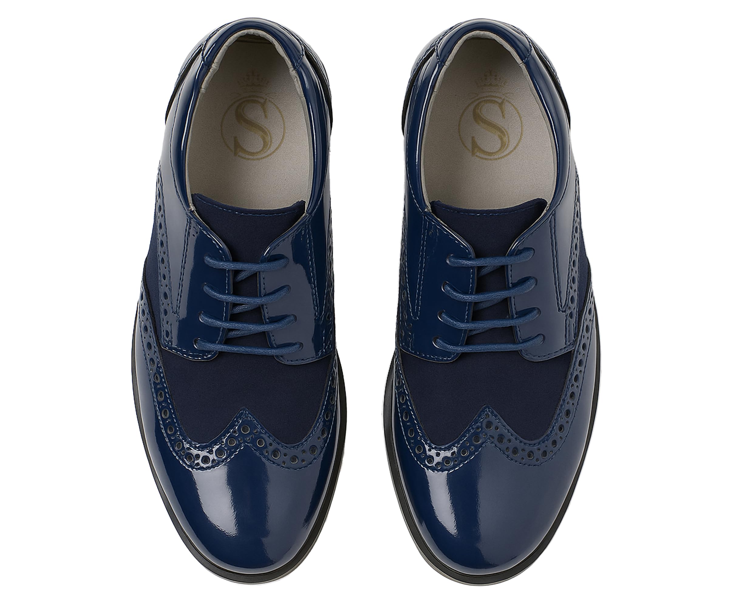 Boys Suede Patent Dress Shoes Lace Up Brogue Formal Wedding Footwear