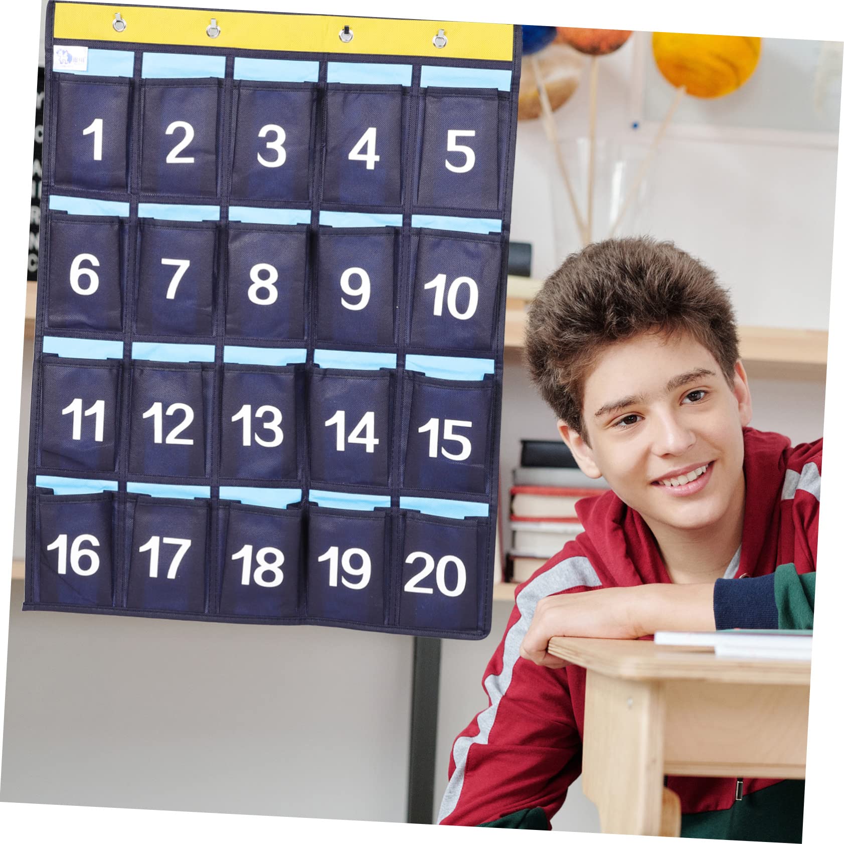 Non-Woven Classroom Pocket Organizer - Wall-Mounted Storage For Cell Phones, Calculators, Supplies