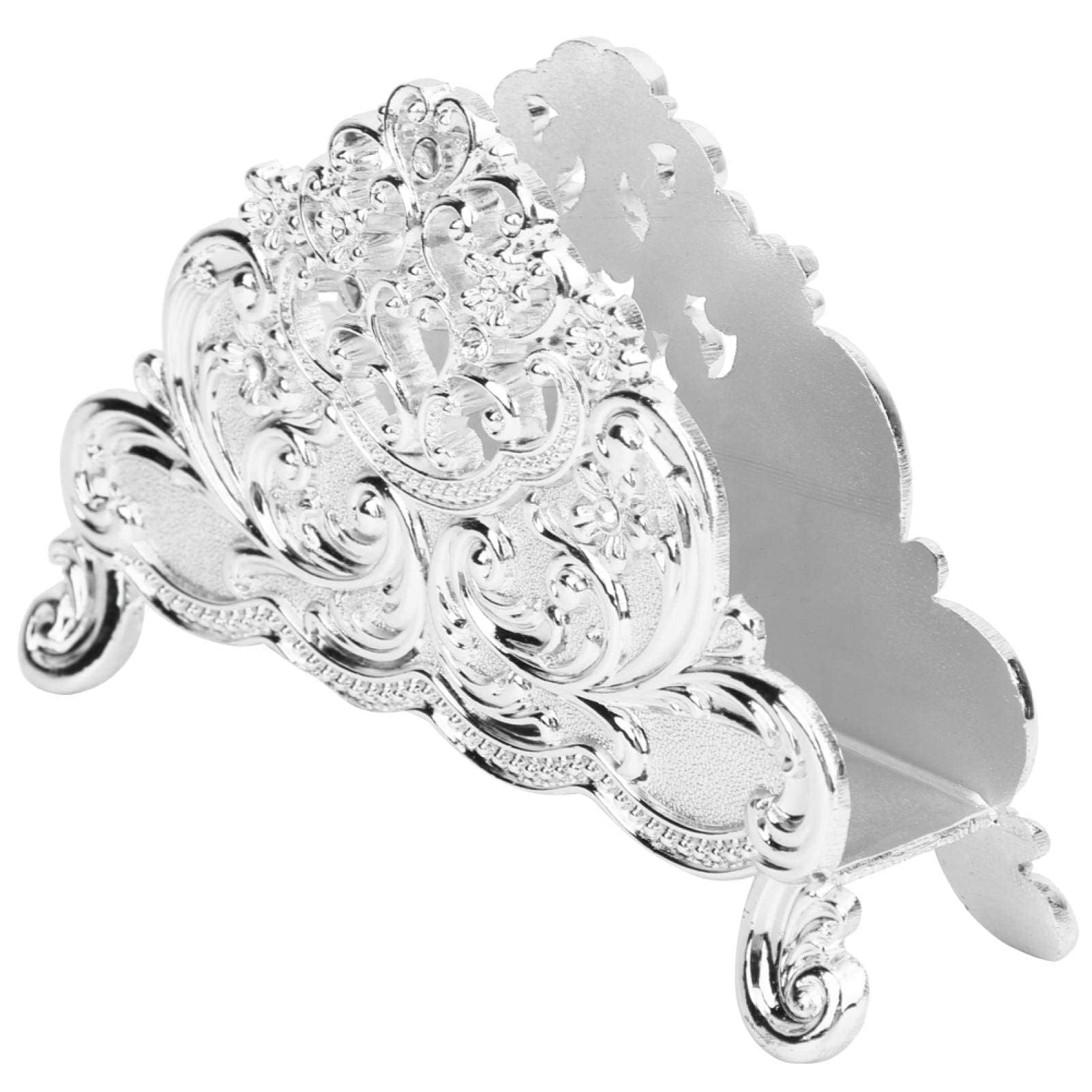 Servilleteros para mesas, soporte para pañuelos de metal dorado plateado, dispensador de papel, soporte para servilletas para restaurante, hotel, cafetería, decoración de mesa(Plata)