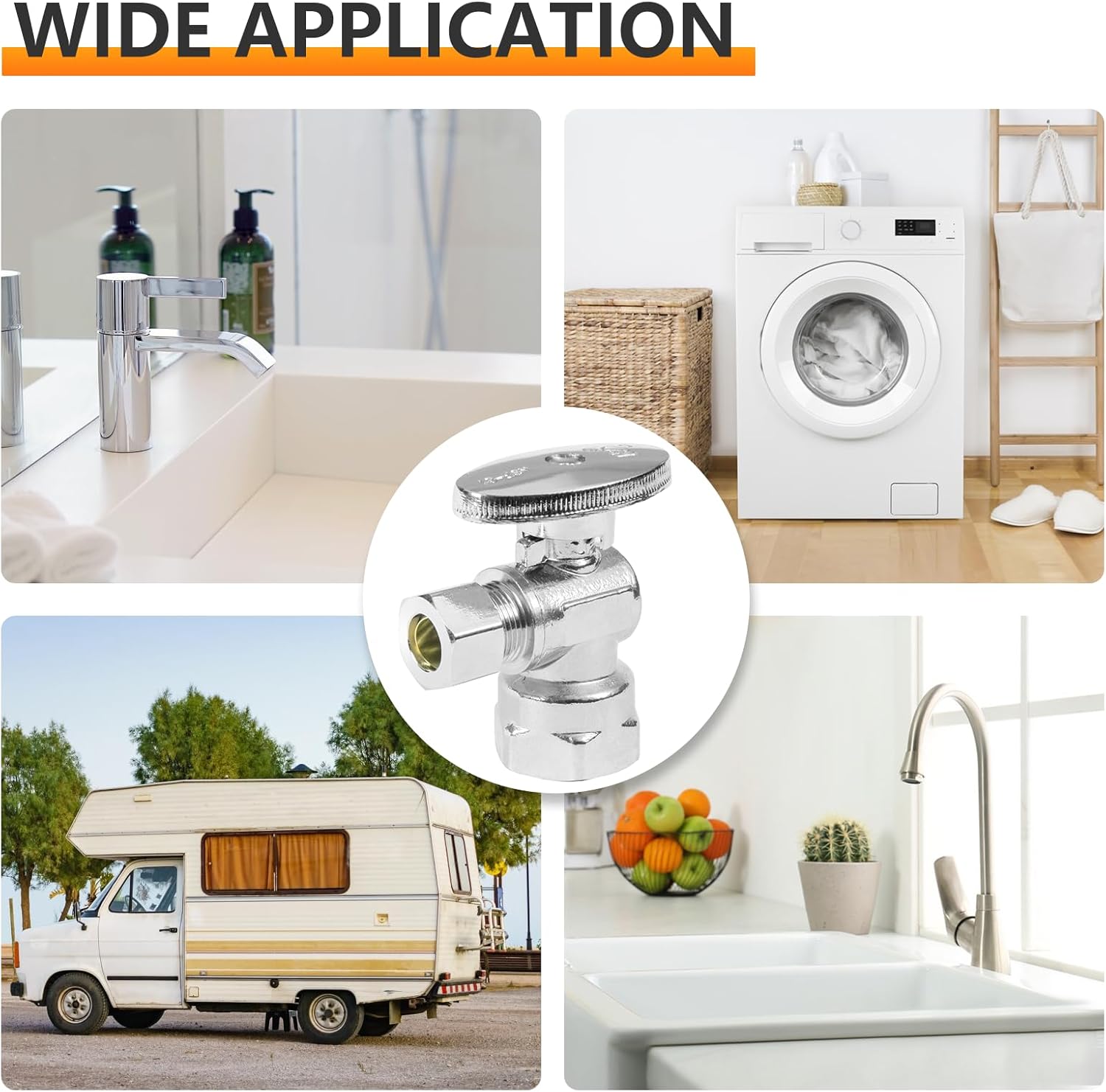 10-PCs HeSun Angle Stop Valve, 1/2" FIP X 3/8" OD Compression, 1/4 Turn Shut Off Valve, Chrome Plated Brass(VALVE054-10)