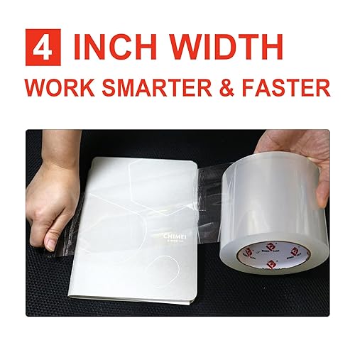 Miniatura 5 de BOMEI PACK Cinta de embalaje transparente de 4 pulgadas de ancho, 4 pulgadas x 110 yardas (330 pies), cinta de embalaje de grado industrial