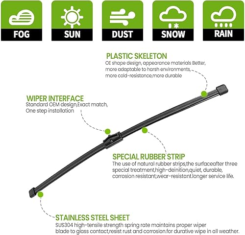 Vista 62 de PARRATI® Repuesto de limpiaparabrisas trasero de 14 pulgadas para Volvo V70 2008-2010 2017-2021 V90 2019-2022 XC40 2016-2022 XC90/2007-2013