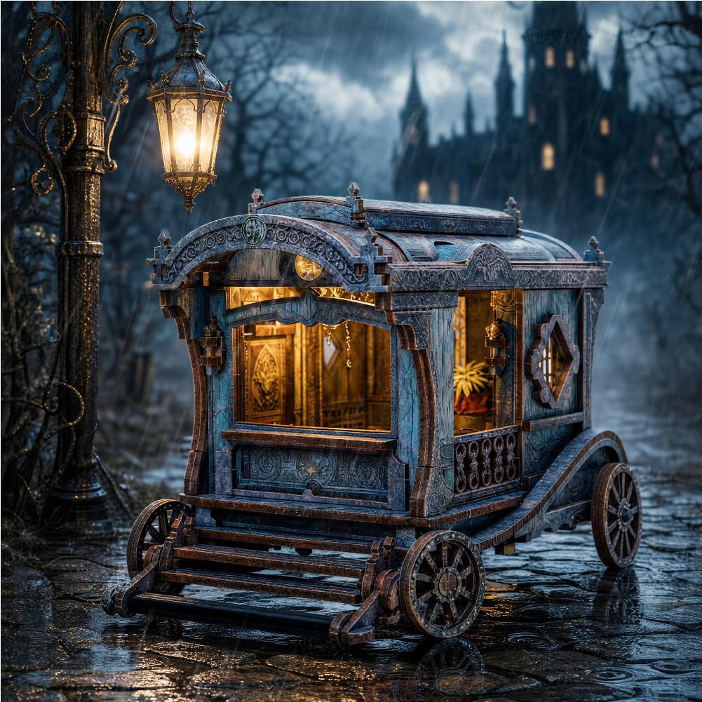 Miniaturowy zestaw do domku dla lalek zrób to sam w stylu chińskim wózek miniaturowy model zestaw montażowy dla dorosłych ręcznie wykonany drewniany zestaw montażowy 3D rzemiosło ozdoba