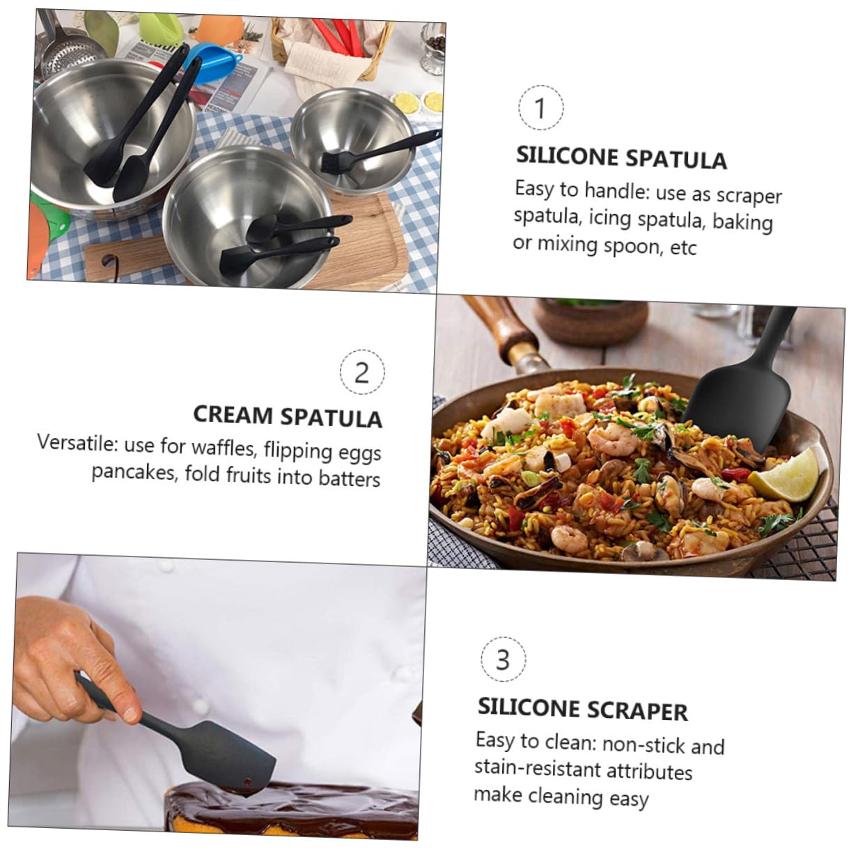 Espátulas De Silicona Espátula Para Raspador Herramientas De Hornear Versátil Para Repostería Antiadherente y Resistente Al Calor