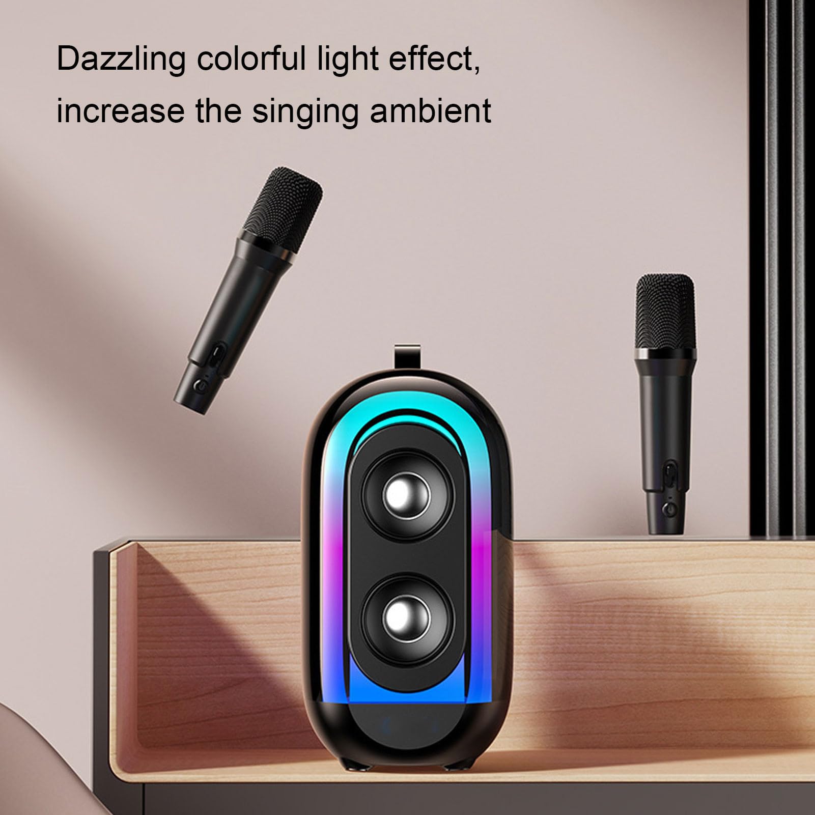 Hidyliu Set di Altoparlanti per Karaoke Bluetooth con Luci Colorate e 2 Microfoni per Riunioni di Famiglia a Casa