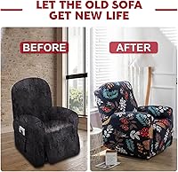 Vista 9 de Juego de 4 fundas para sillón reclinable de alta elasticidad, funda suave para sofá de 1 asiento, funda estampada para silla reclinable con bolsillo